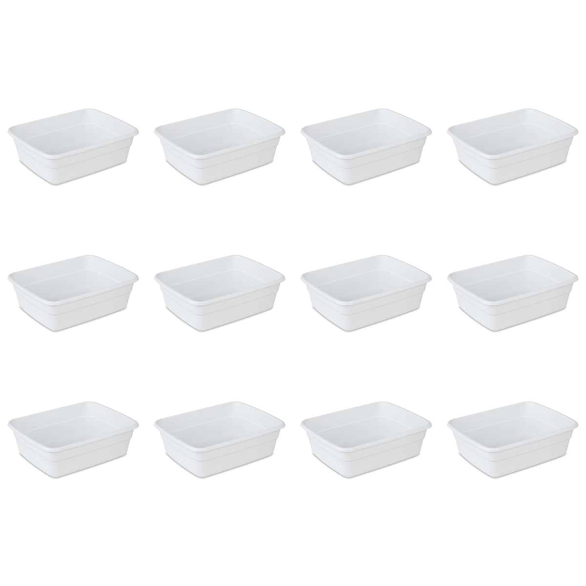 Sterilite 8 Qt Dishpan, Bin Ideal For Soaking And Cleaning Dirty Dishes In The Kitchen Sink, White, 12-Pack