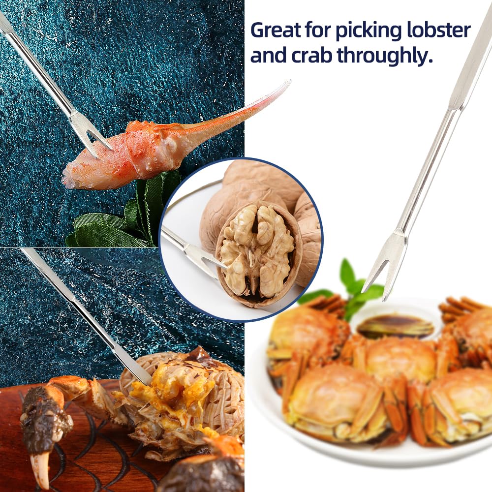 Crab Crackers And Tools Set 3Pcs Includes Crab Leg Crackers Non-Slip Handle, Lobster Shellers, Crab Forks/Picks And Portable Sto