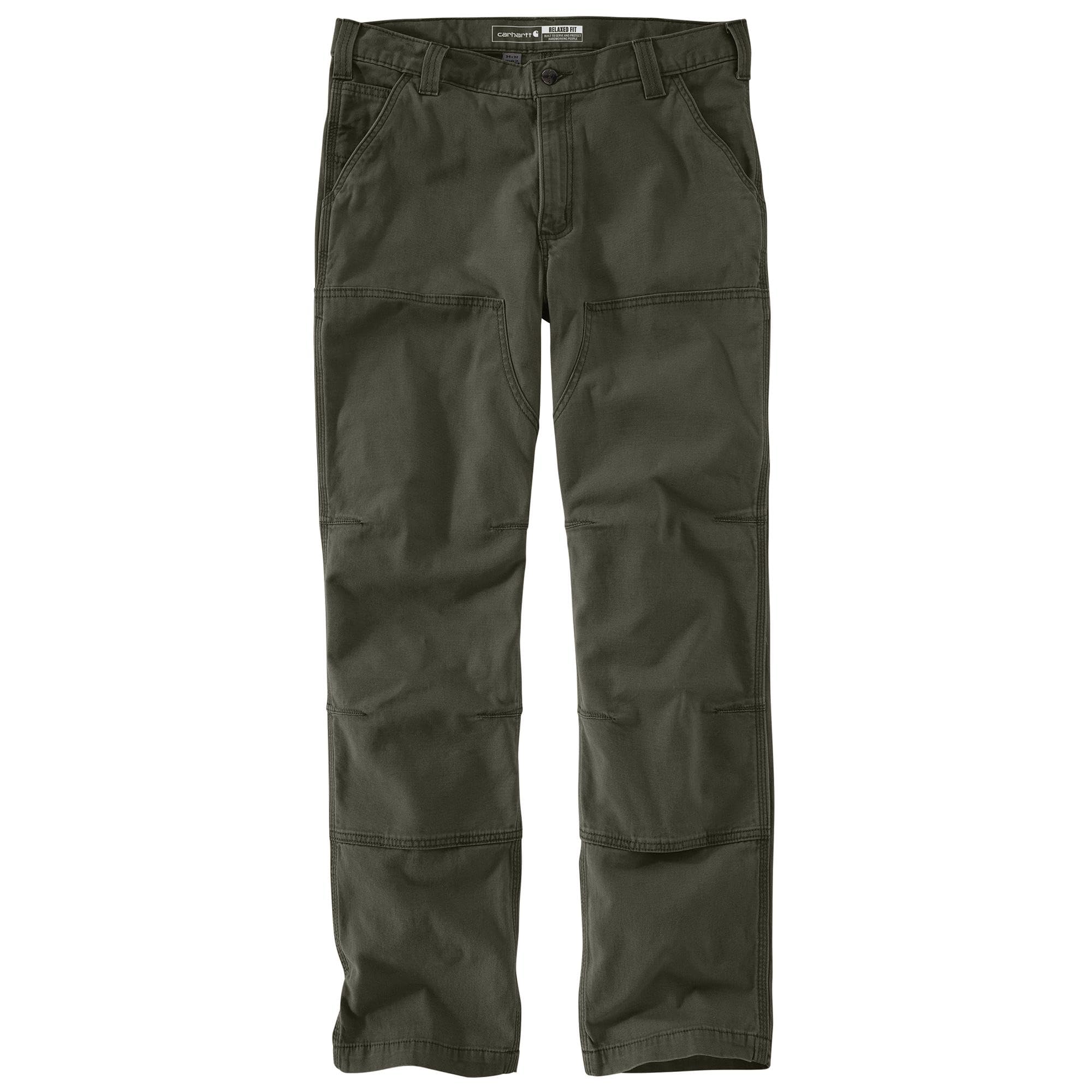 Carhartt Mens Rugged Flex Relaxed Fit Canvas Double-Front Utility Work Pant, Moss, 31 X 32
