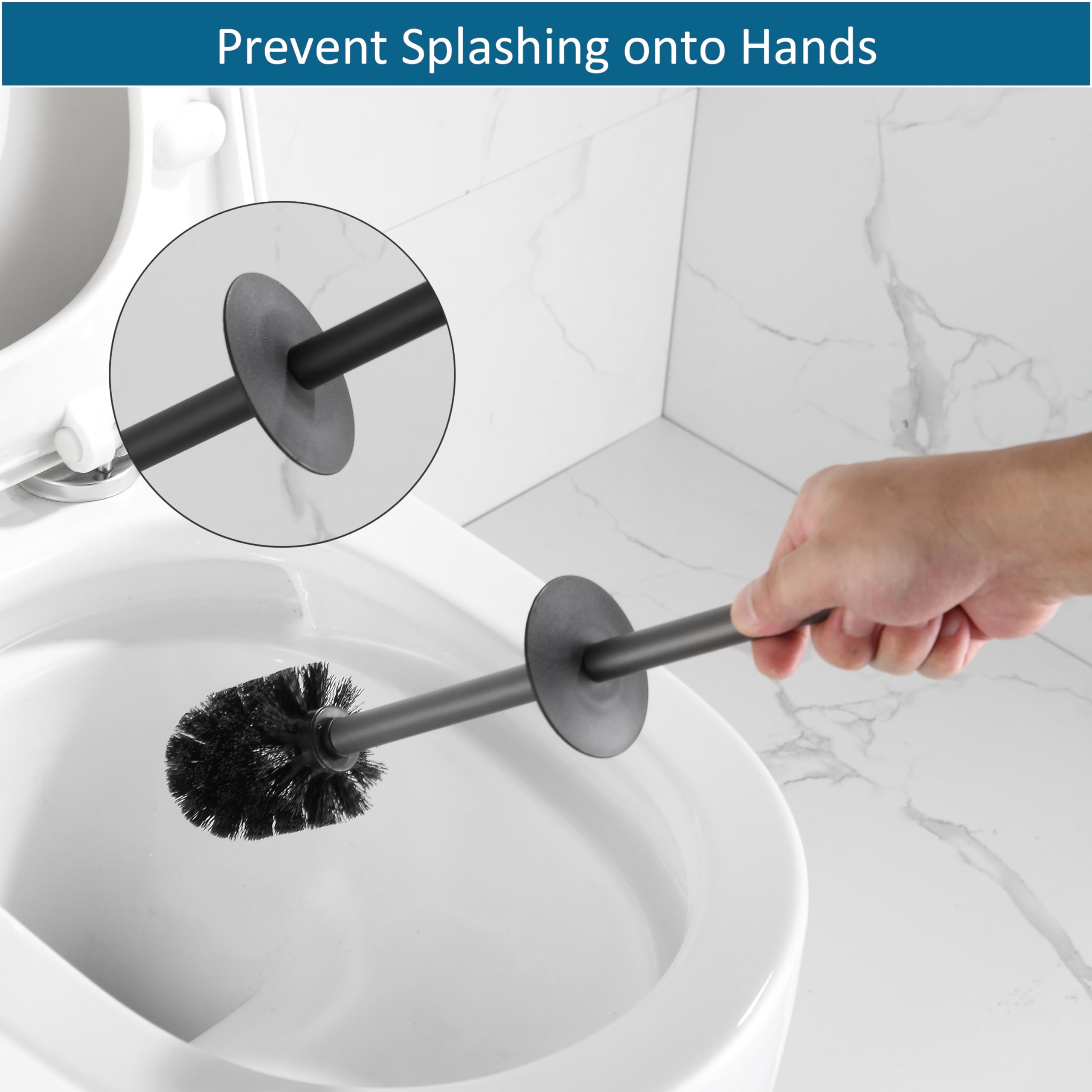 Bvl Toilet Brush And Holder Set Black Freestanding For Bathroom