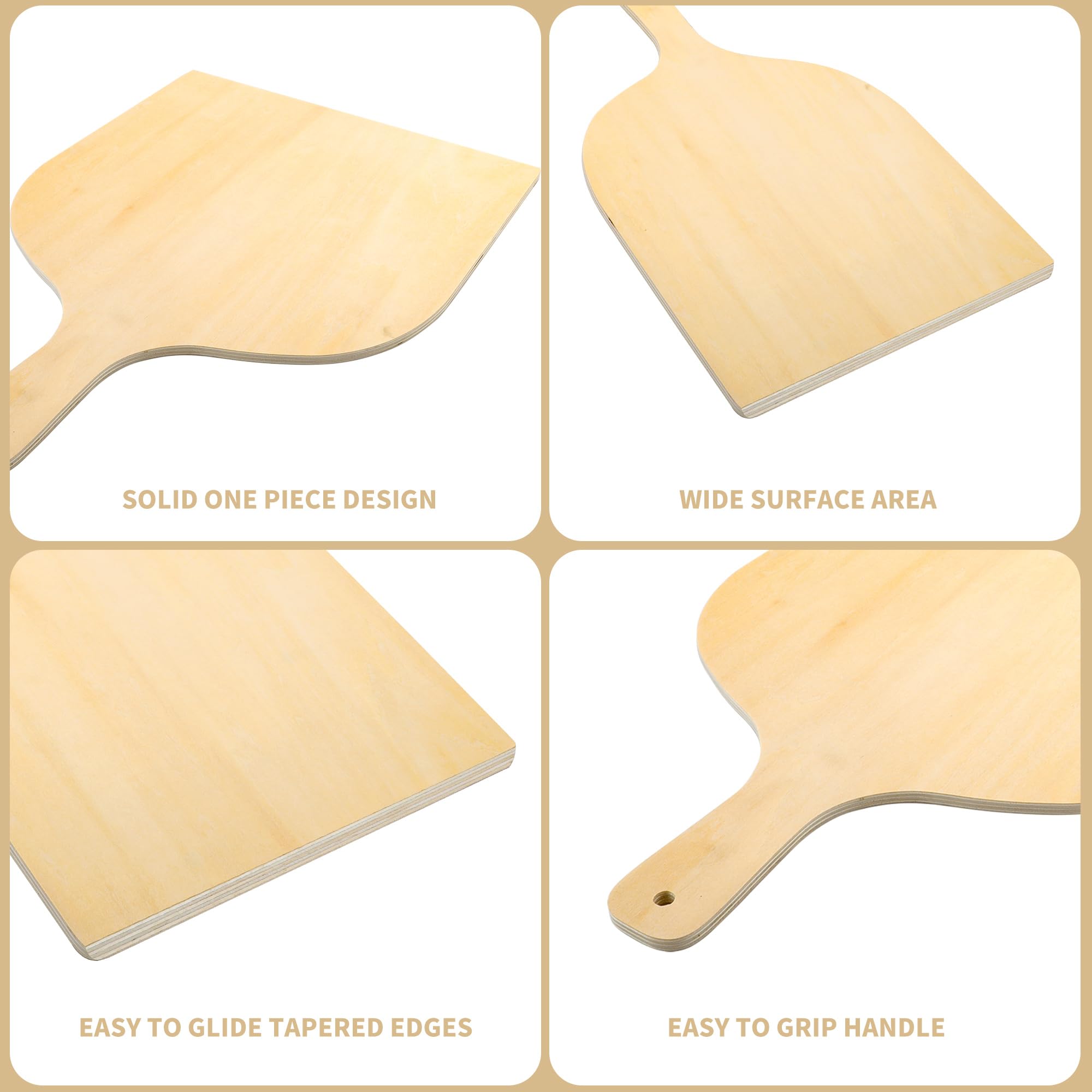 Kejjnyer 5 Pack Wood Pizza Peel, 12 X 16 Inch Wooden Pizza Paddle Large Natural Pizza Spatula Paddle With Handle For Baking Pizz