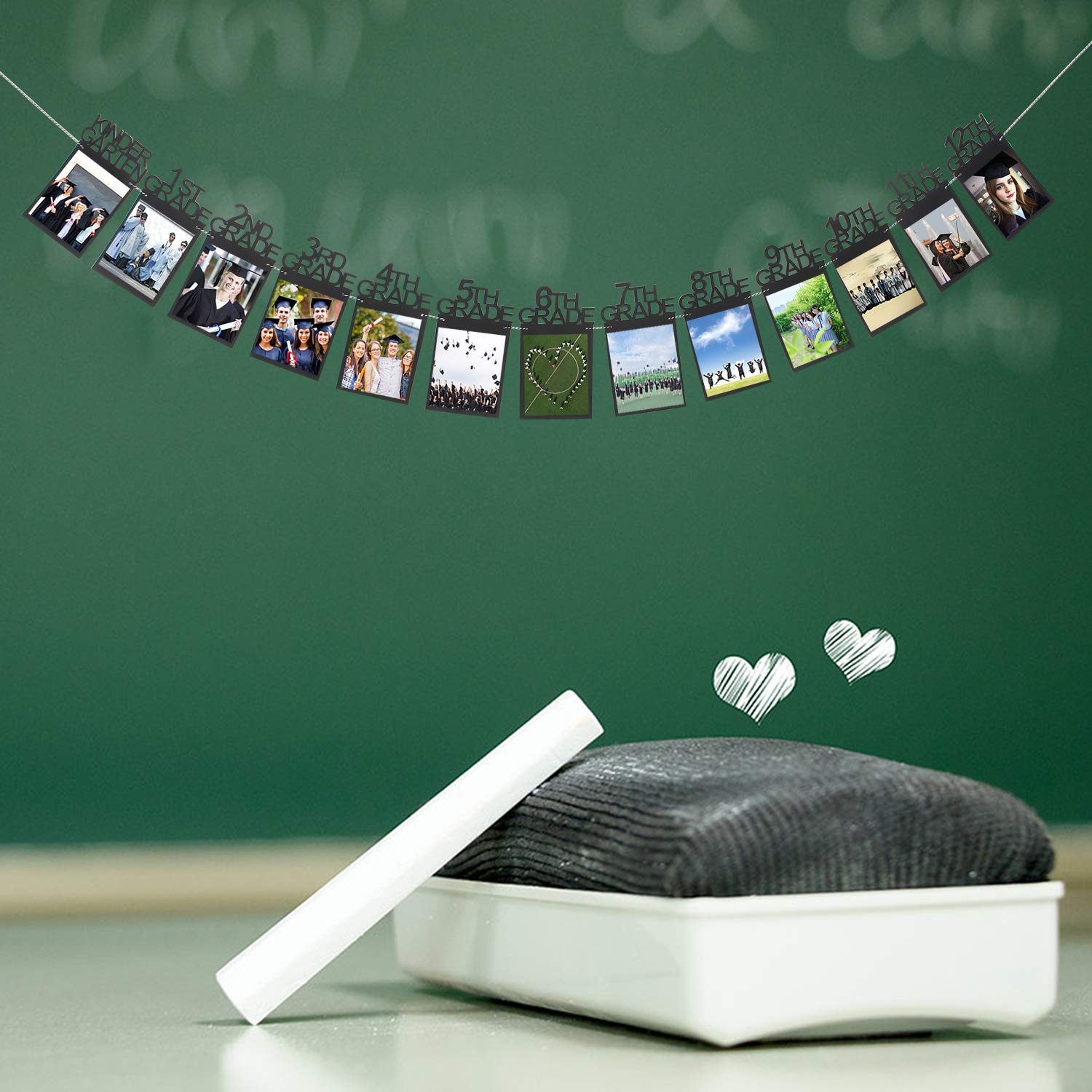 Innoru Graduation Photo Banner, Black 1St - 12Th Grade Banner Congrats Graduate Sign - Grad Photo Props Decorations Supplies
