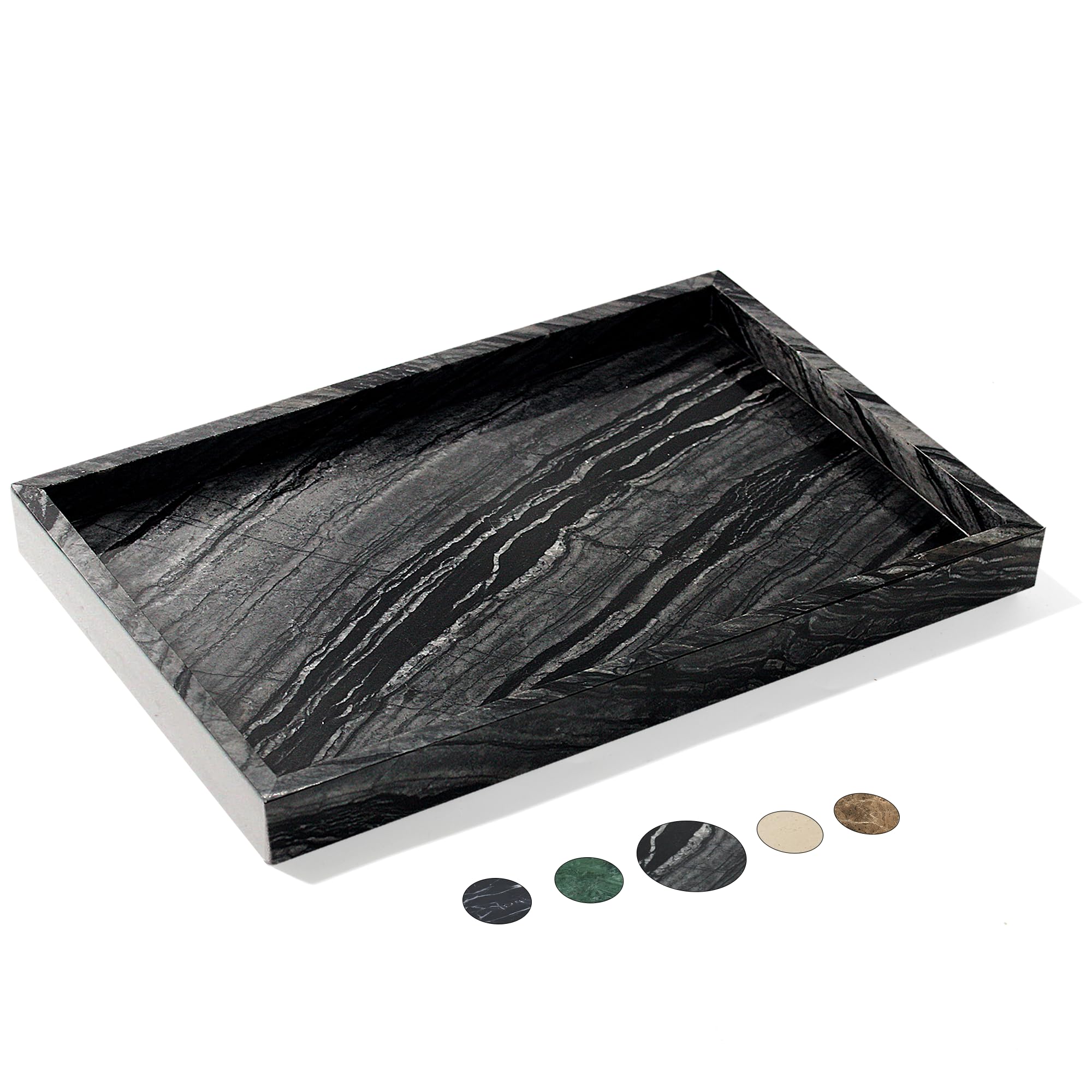 Ymxyjm 100% Natural Marble Tray For Bathroom, Genuine Ancient Wood Grain Marble Vanity Tray, Luxury Stone Trays For Dresser, Hom