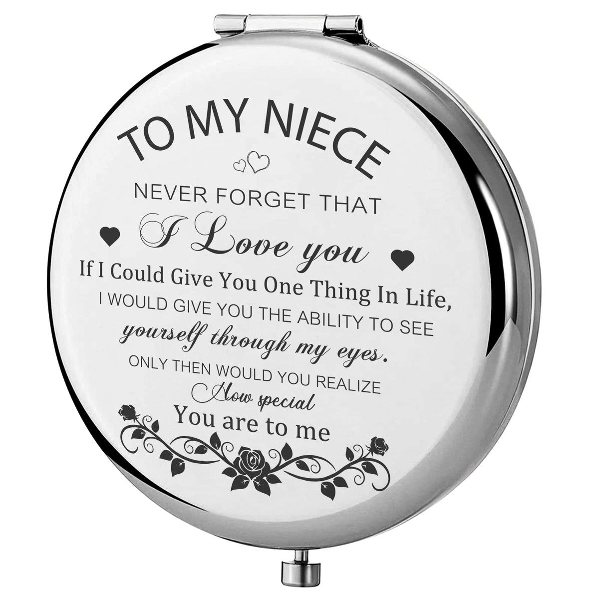 Gaolziuy Niece Gifts Compact Mirror For Niece From Aunt, Silver Niece Compact Mirror, Birthday Gifts For Niece From Aunt Uncle F