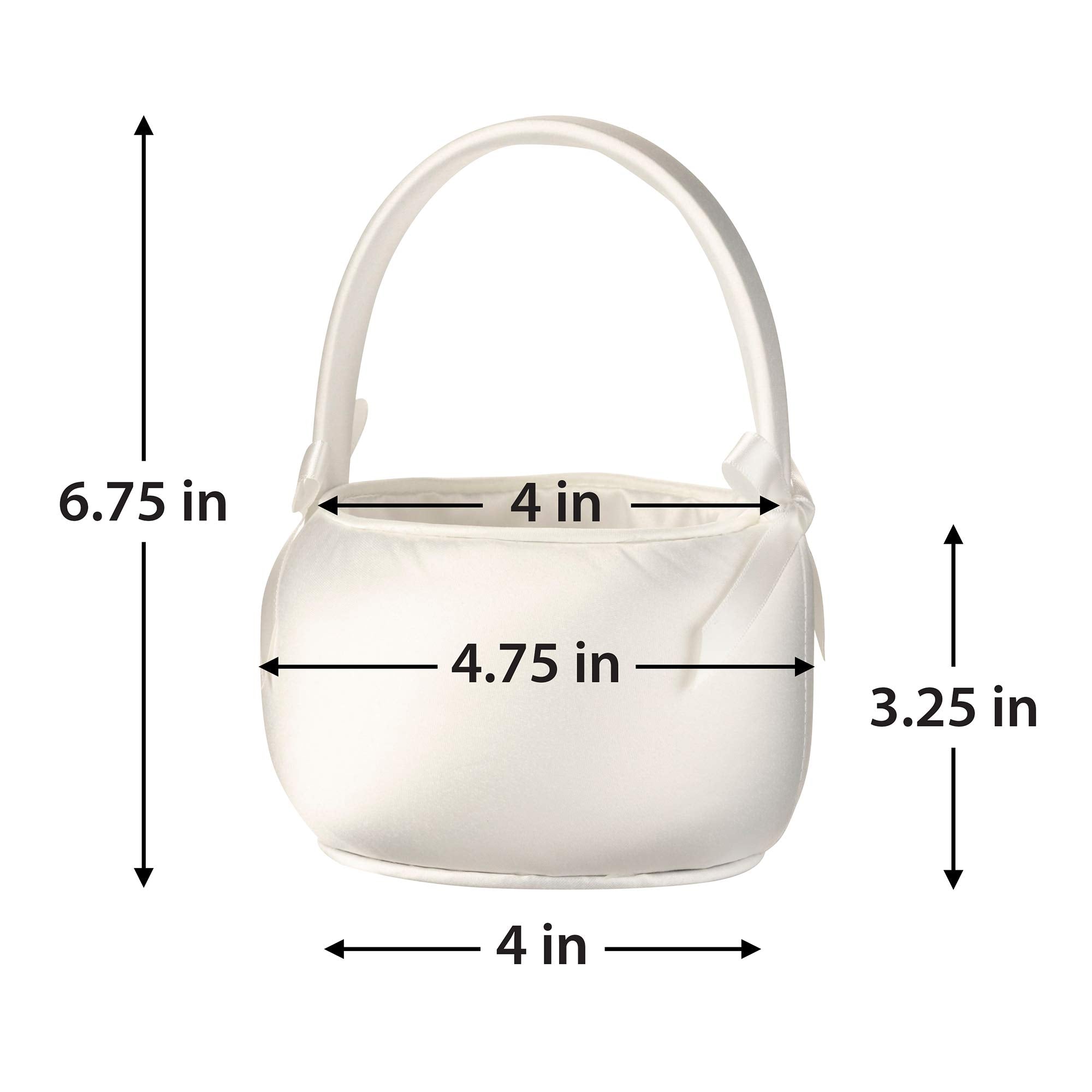 Lillian Rose White Satin Flower Girl Basket, 4.75