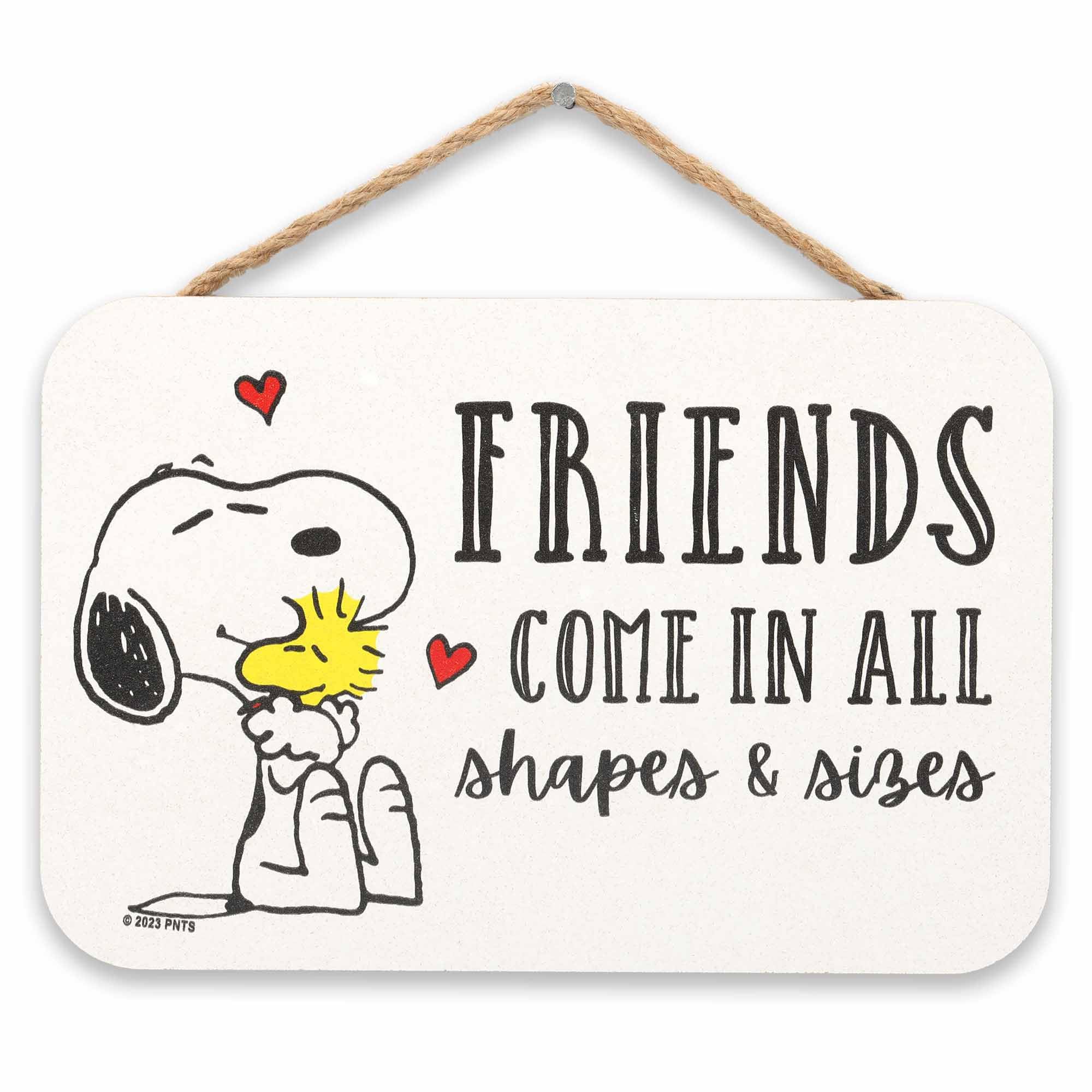 Peanuts Snoopy Friends Come In All Shapes and Sizes Hanging Wood Wall Decor - Adorable Snoopy Sign for Home or Classroom