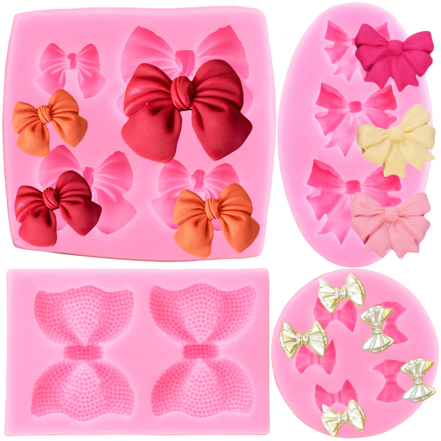Zixiang Mini Bow Silicone Fondant Molds Bowknot Fondant Chocolate Candy Mold For Cake Decoration Cupcake Topper Polymer Clay Gum