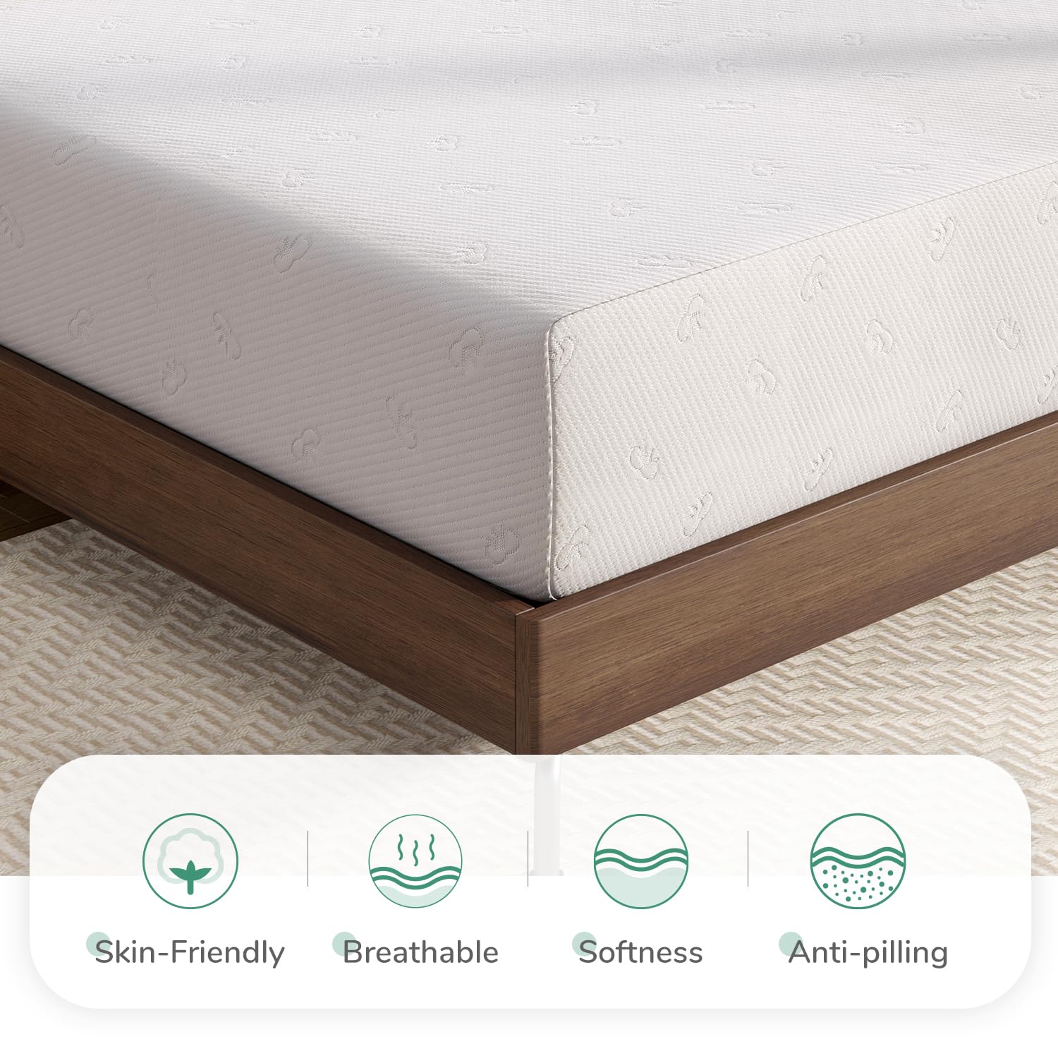 Novilla Queen Size Mattress, 8 Inch Memory Foam Mattress Queen For Pressure Relief & Comfort Sleep, Removable Washable Mattress