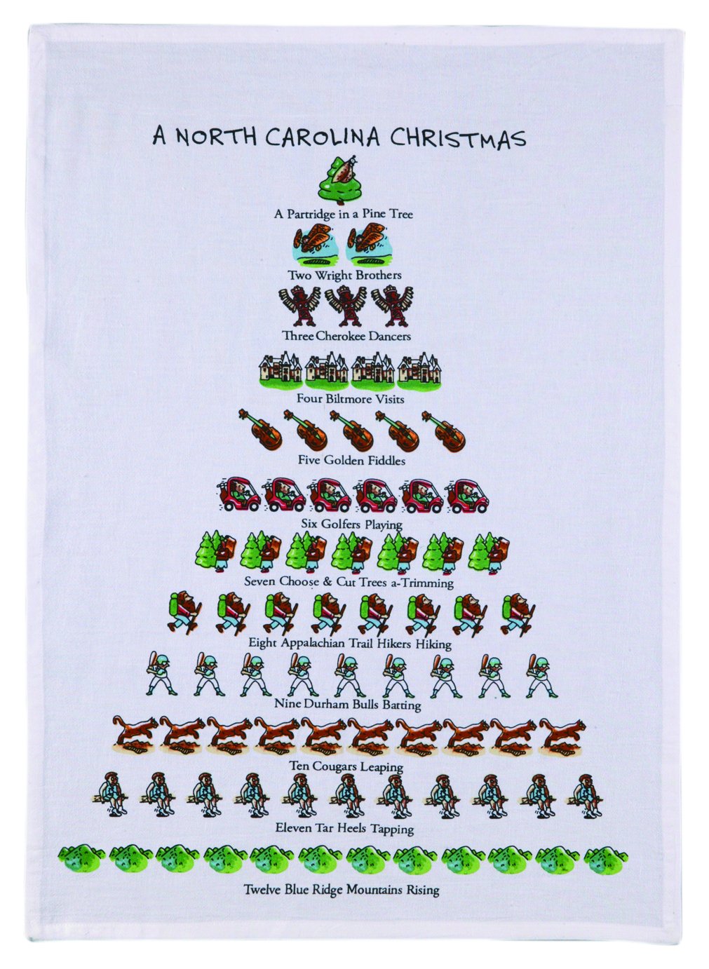 Mistletoe & Co. A North Carolina Christmas 100% Cotton Kitchen Towel, 18'' X 26''