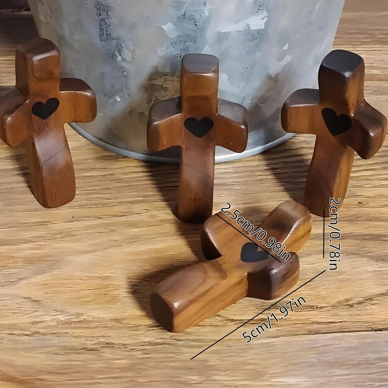Yookin Cross My Heart | Encouragement Gift Wooden Fingertip Stress Relief Gifts Pocket Small Cross Christmas Handheld White 10pc