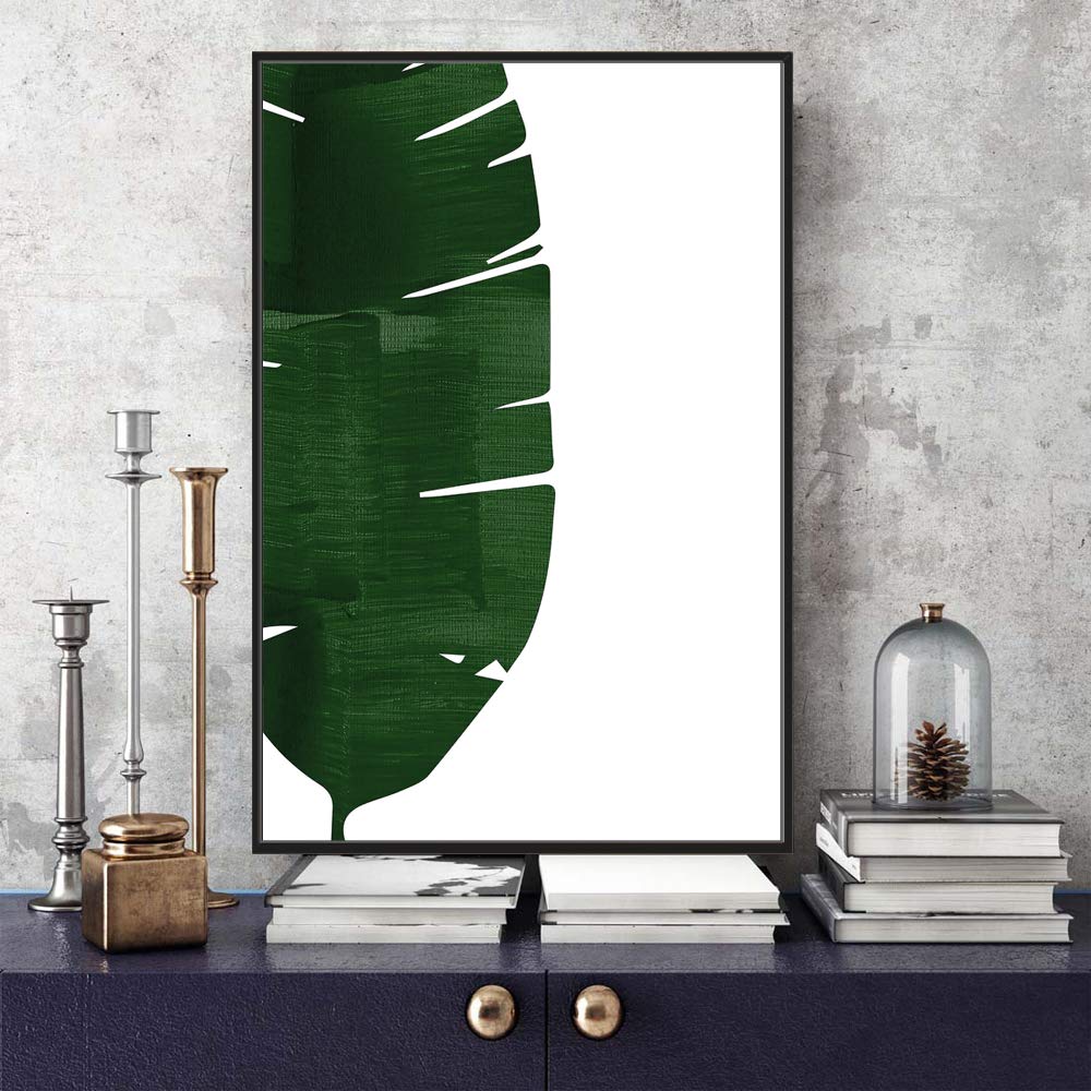 Idea4Wall Framed Canvas Print Wall Art Faded Texture Green Palm Leaf Geometric Shapes Illustrations Modern Art Chic Colorful For