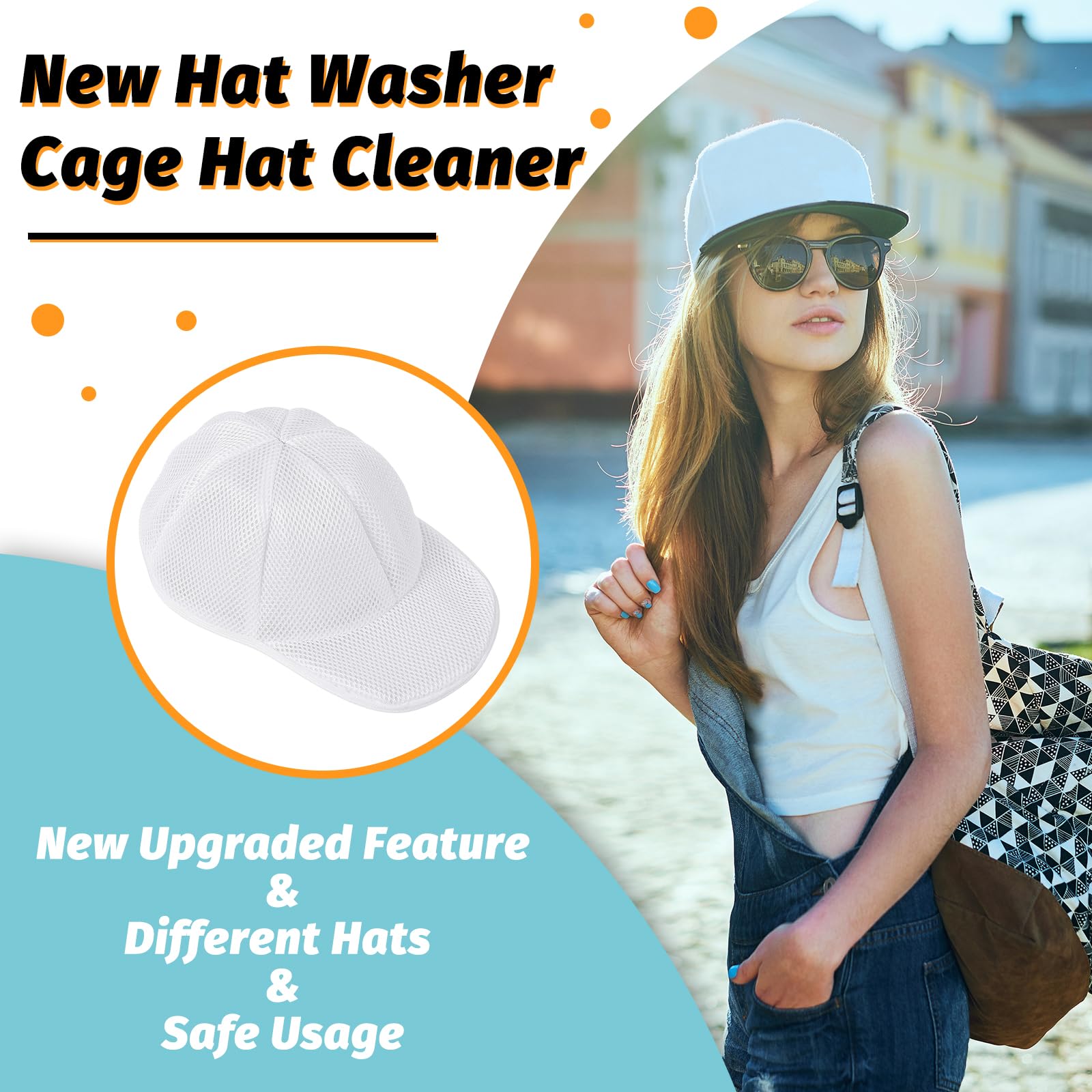 Coopache 1 Pack Hat Washer Cage For Washing Machine Ball Cap Washer Hat Cleaner For Baseball Caps Cleaning Holder Frame With Hat