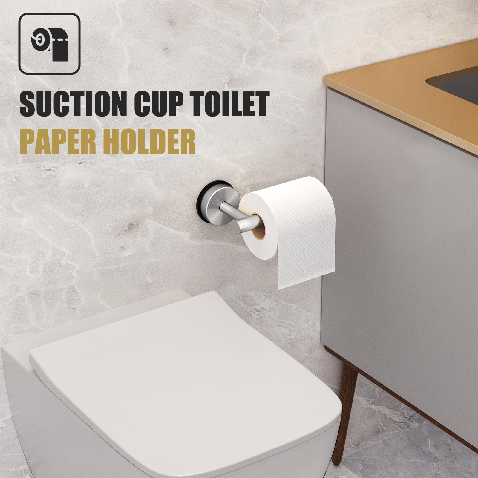 Bkv Suction Cup Toilet Paper Holder,Sus 304 Stainless Steel Toilet Paper Holder Wall Mount For Bathroom,Kitchen-Brushed Nickel S