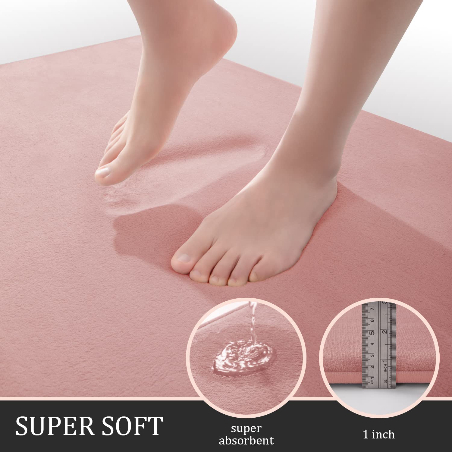 Yihouse Bathroom Rug Set 5 Piece, Memory Foam Bath Mat Set, Super Absorbent Bath Mats For Bathroom - Non-Slip & Washable Bathroo