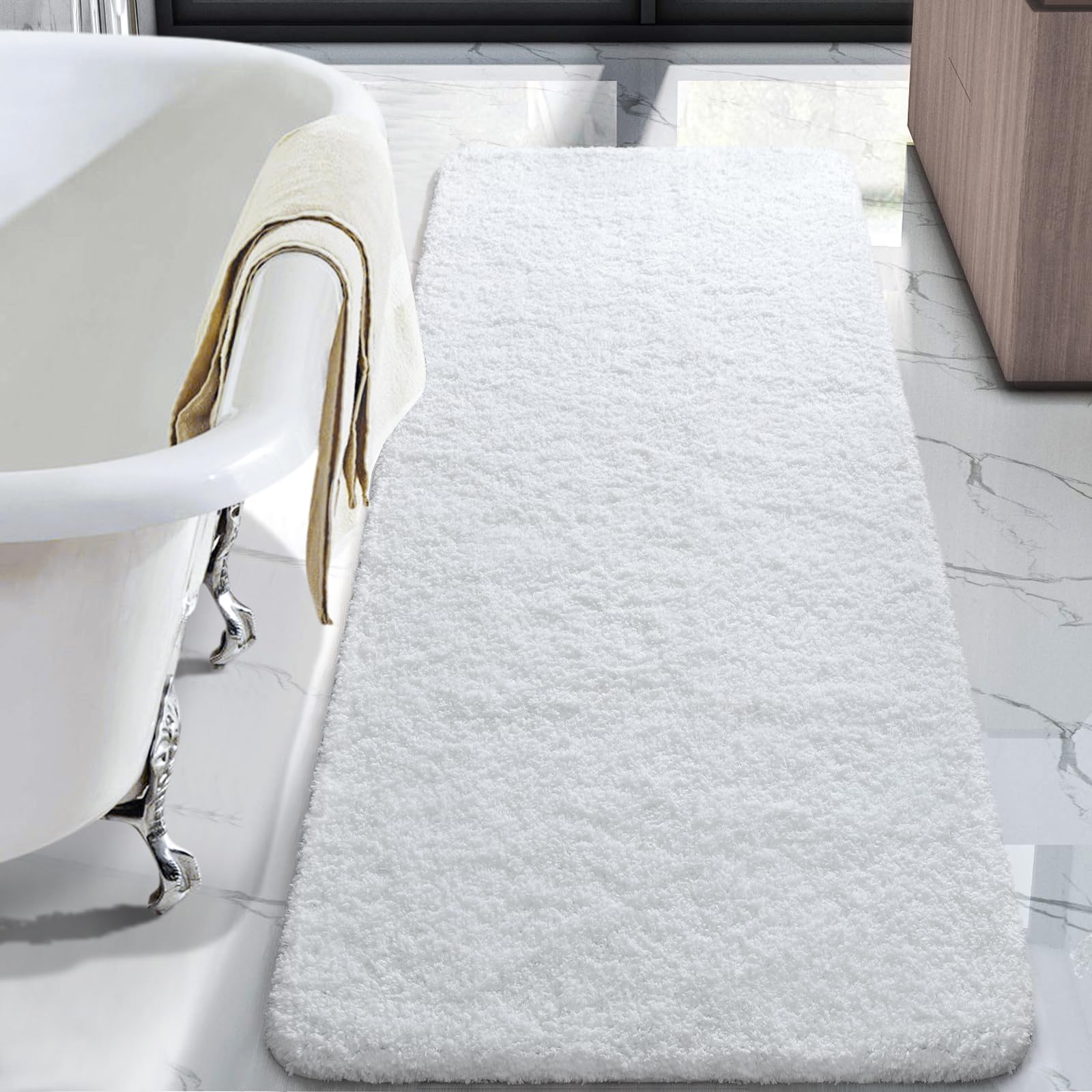 Lochas Bathroom Rug Runner 24X70 Inch, Soft Thick Absorbent Microfiber Bath Rugs For Bathroom, Machine Washable, Shaggy Plush No