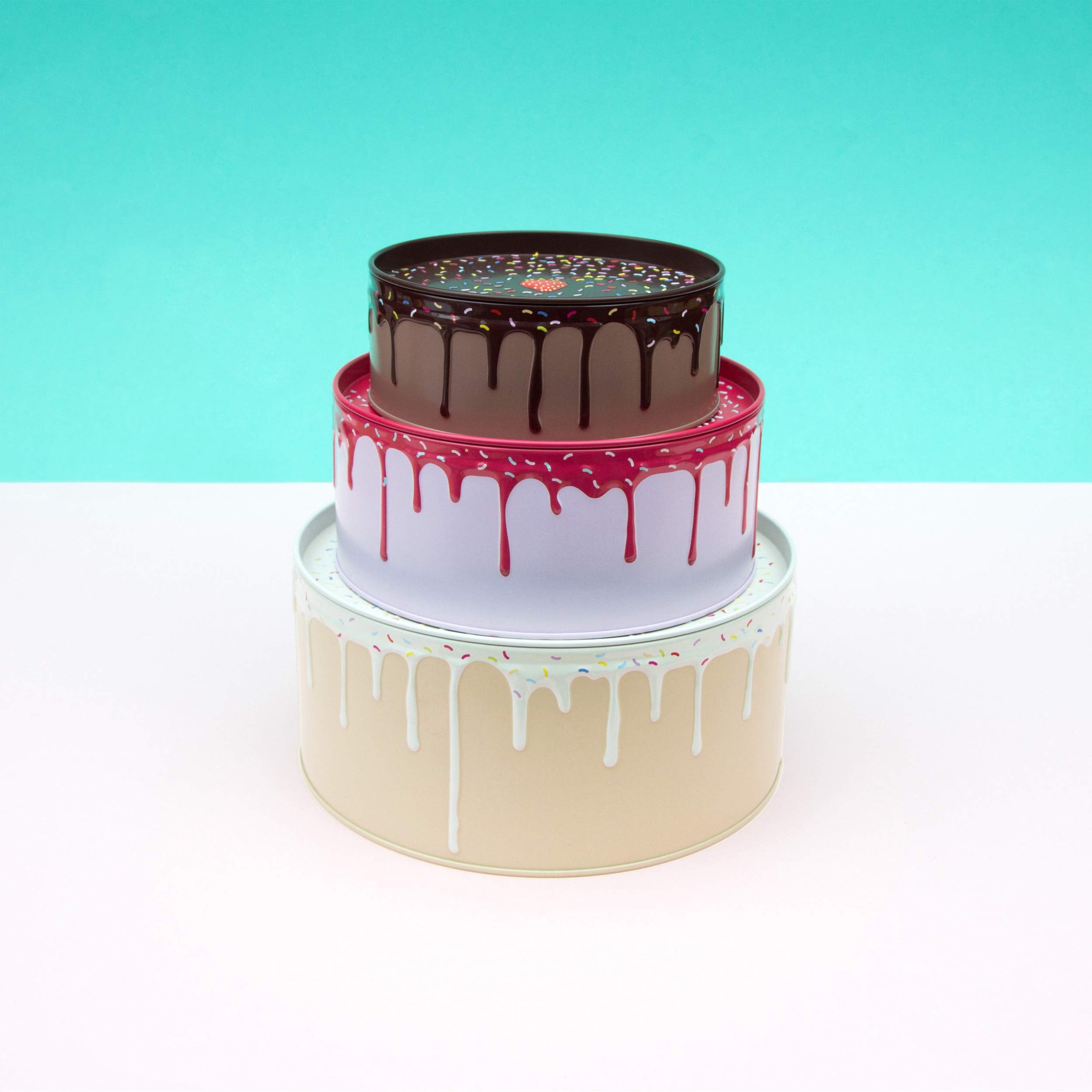 Suck Uk Cake Boxes Cake Container & Cookie Tins With Lids For Gift Giving Nesting Cake Storage Container With Tiered Design Cupc