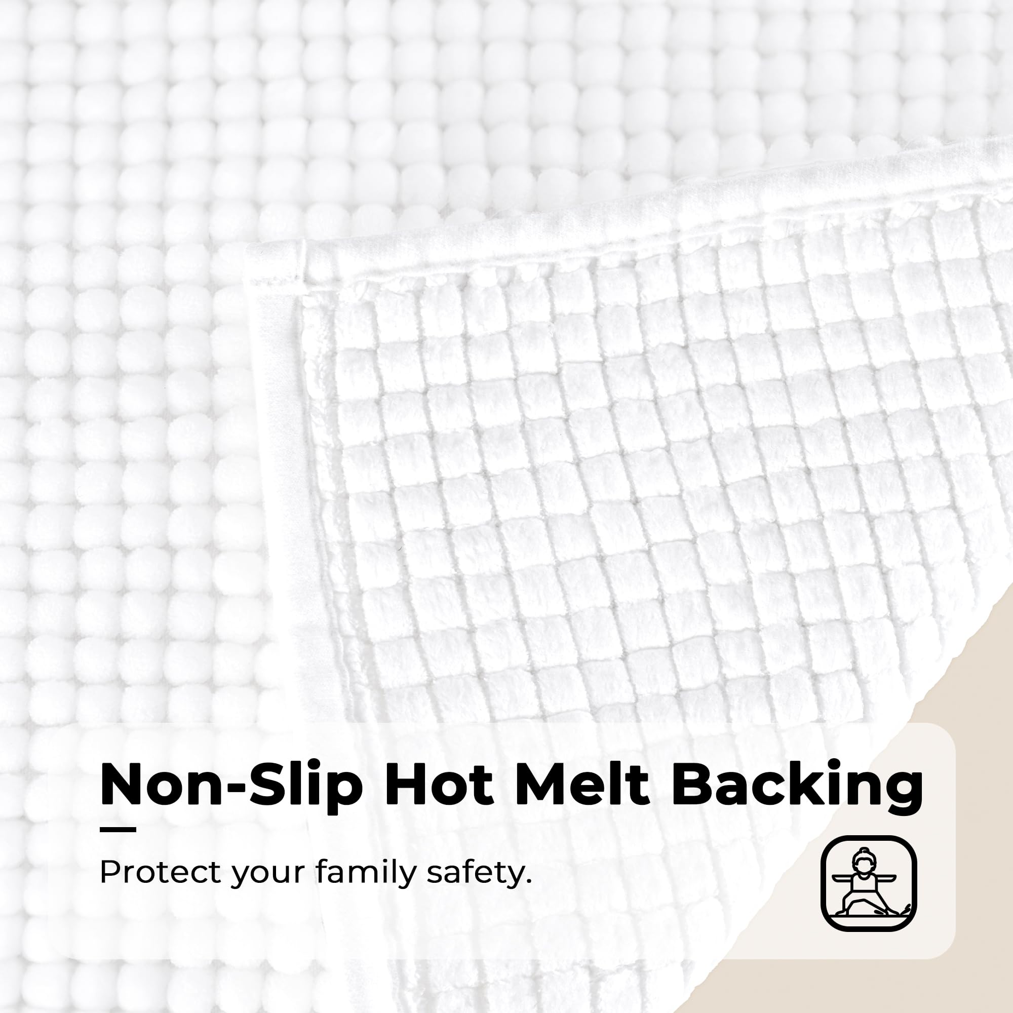 Granny Says Chenille Bathroom Rugs Non Slip Washable, Soft White Bath Mats For Bathroom, 16'' X 24'', Super Absorbent Bath Mat S