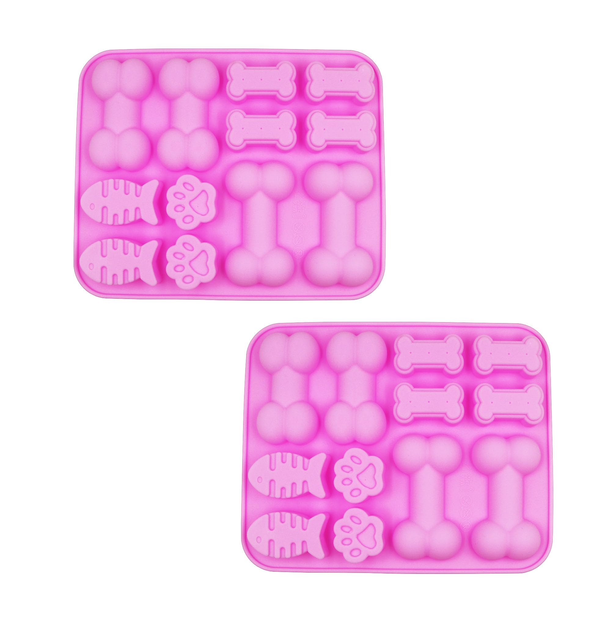 2 Pack Chocolate Molds,12-Cavities Dog Bone and Fishbone Shaped Silicone Mold for Chocolate,Candy,Cake Decoration,Jelly,Candles