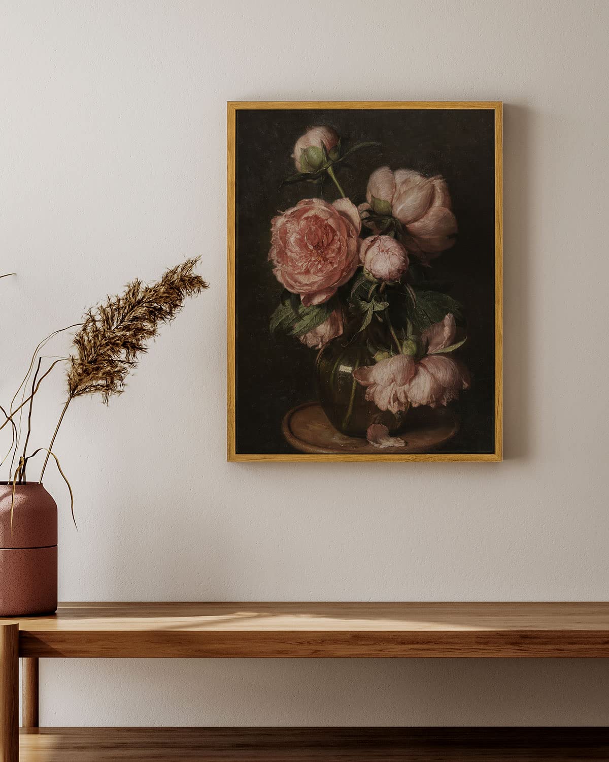 InSimSea Vintage Flower Canvas Wall Art Home Decor  Peonies by Eduard von Gr?tzner Art Prints Room Wall Decor  Kitchen Office Farmhouse Bathroom Decor Wall Art 12x16