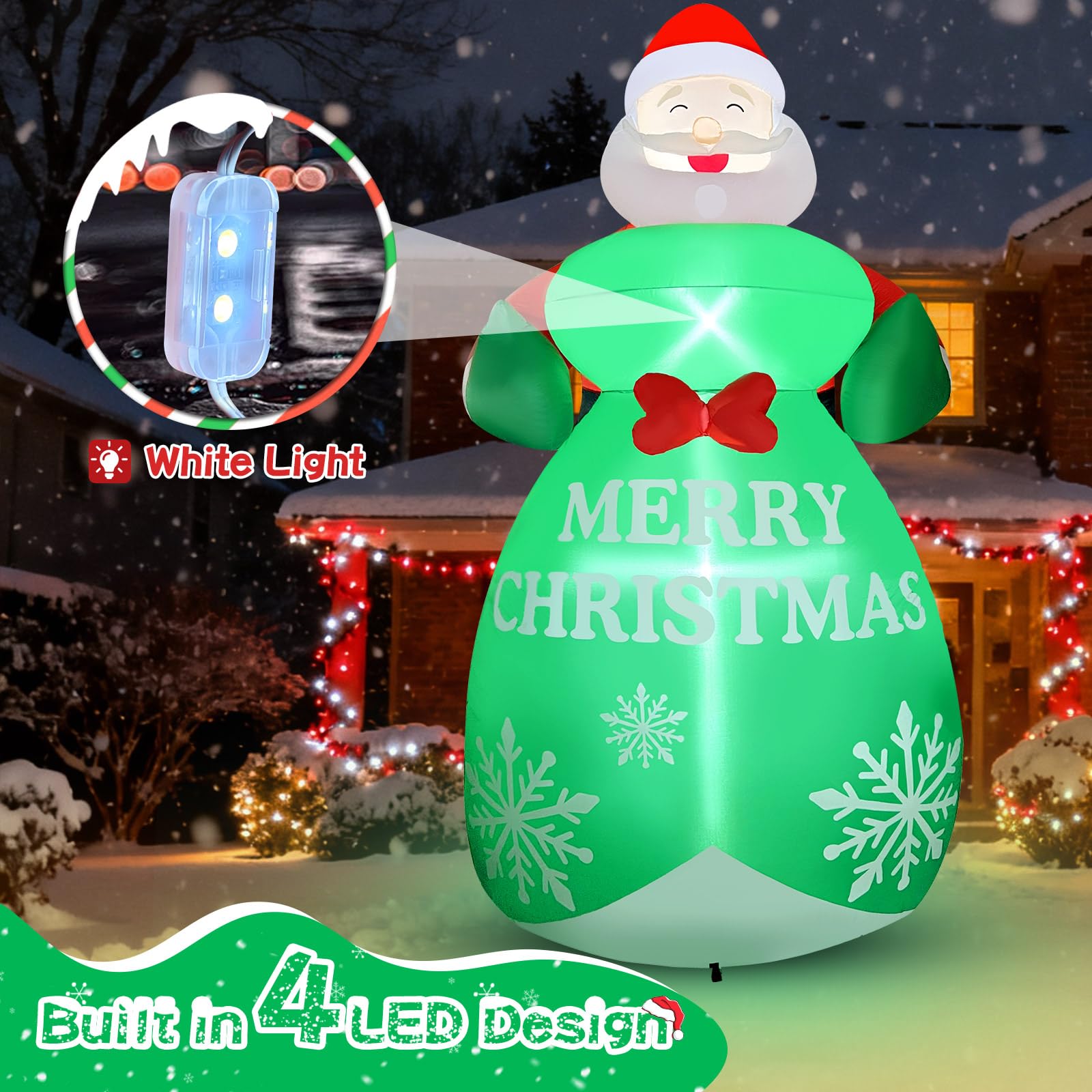 2025 Christmas Inflatable Santa Claus 8FT Santa Holding A Gift Bag Christmas Inflatables Outdoor Decoration Xmas Santa Blow Up Y