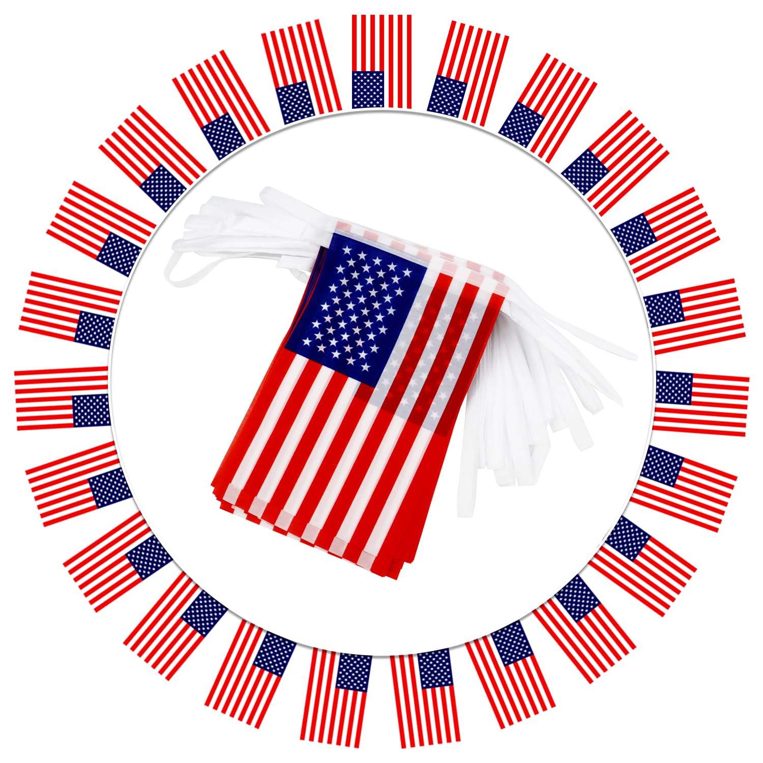 American String Flag Pennant Banner - 38 Flags, 42 Feet Small Mini Us Flags Bunting Banner For Country Decoration, School, Party
