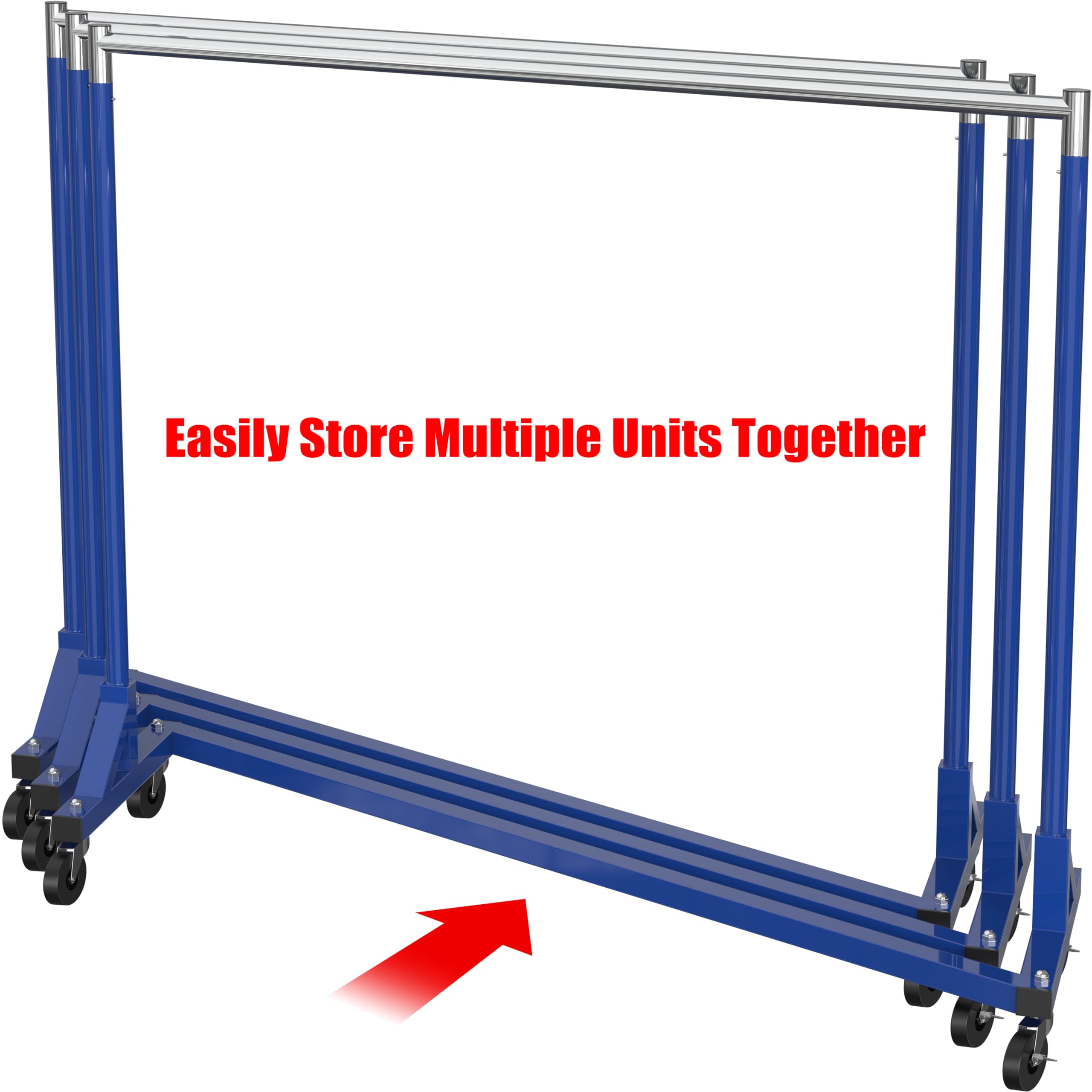 Simple Houseware Industrial Grade Z-Base Garment Rack, 500lb Load with 62 Inches Extra Long Bar, Blue