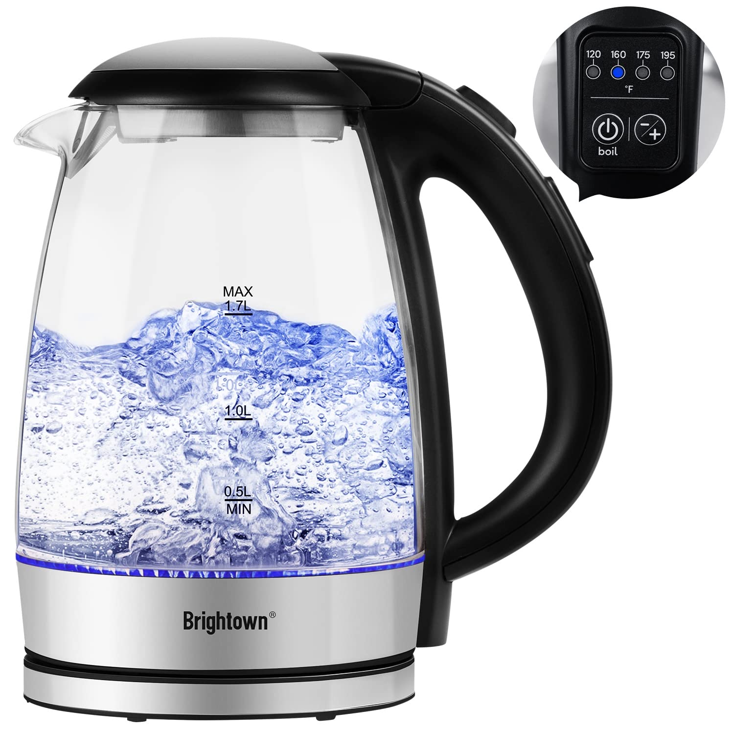 Brightown Electric Kettle, Hot Water Kettle Temperature Control, 4 Presets Led Indicator Lights, Auto Shut-Off, Bpa Free, Borosi