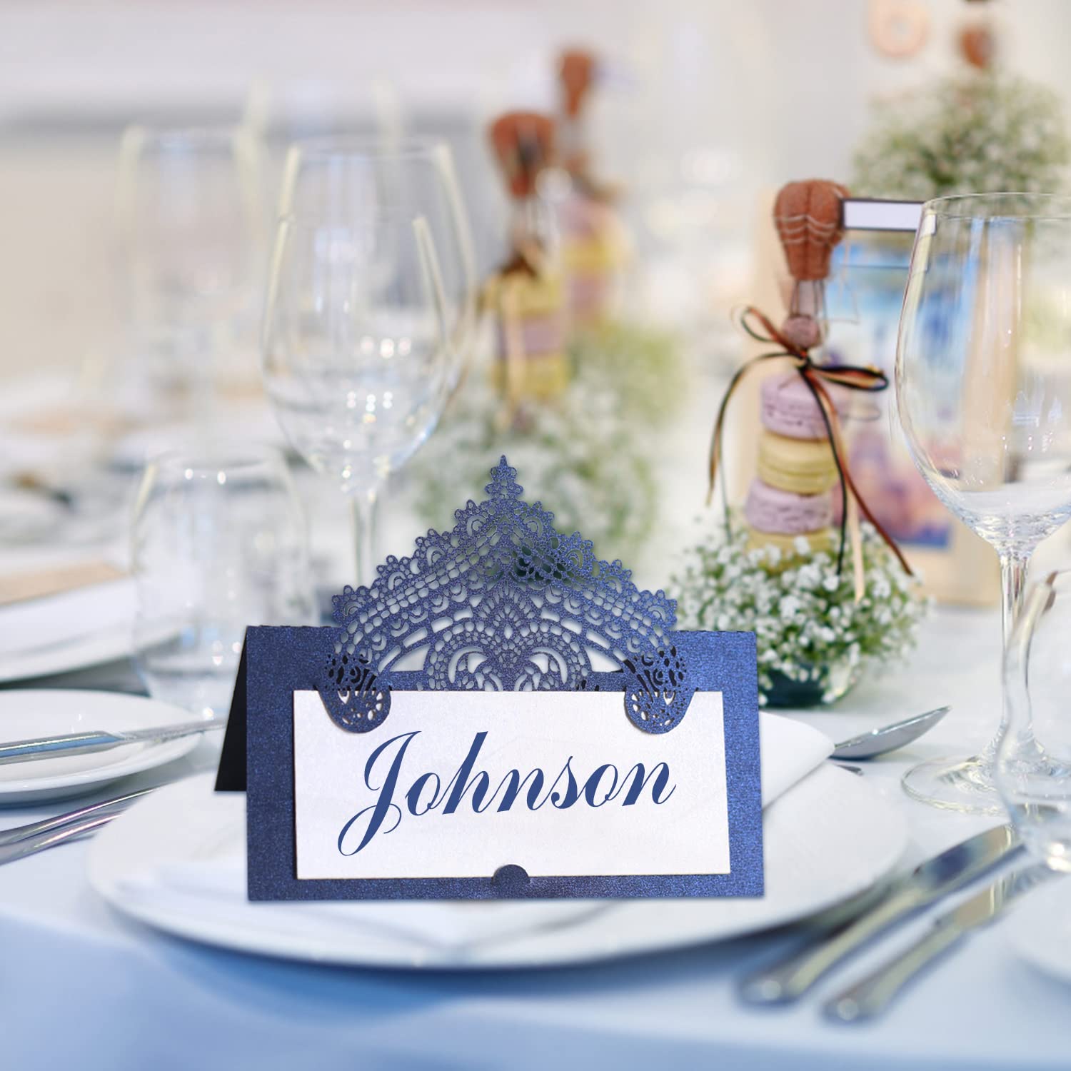 50 Pcs Laser Cut Wedding Place Cards Tented Name Card Folded Cards Blank Cardstock For Wedding, Banquet Tables,Table Setting, Bu