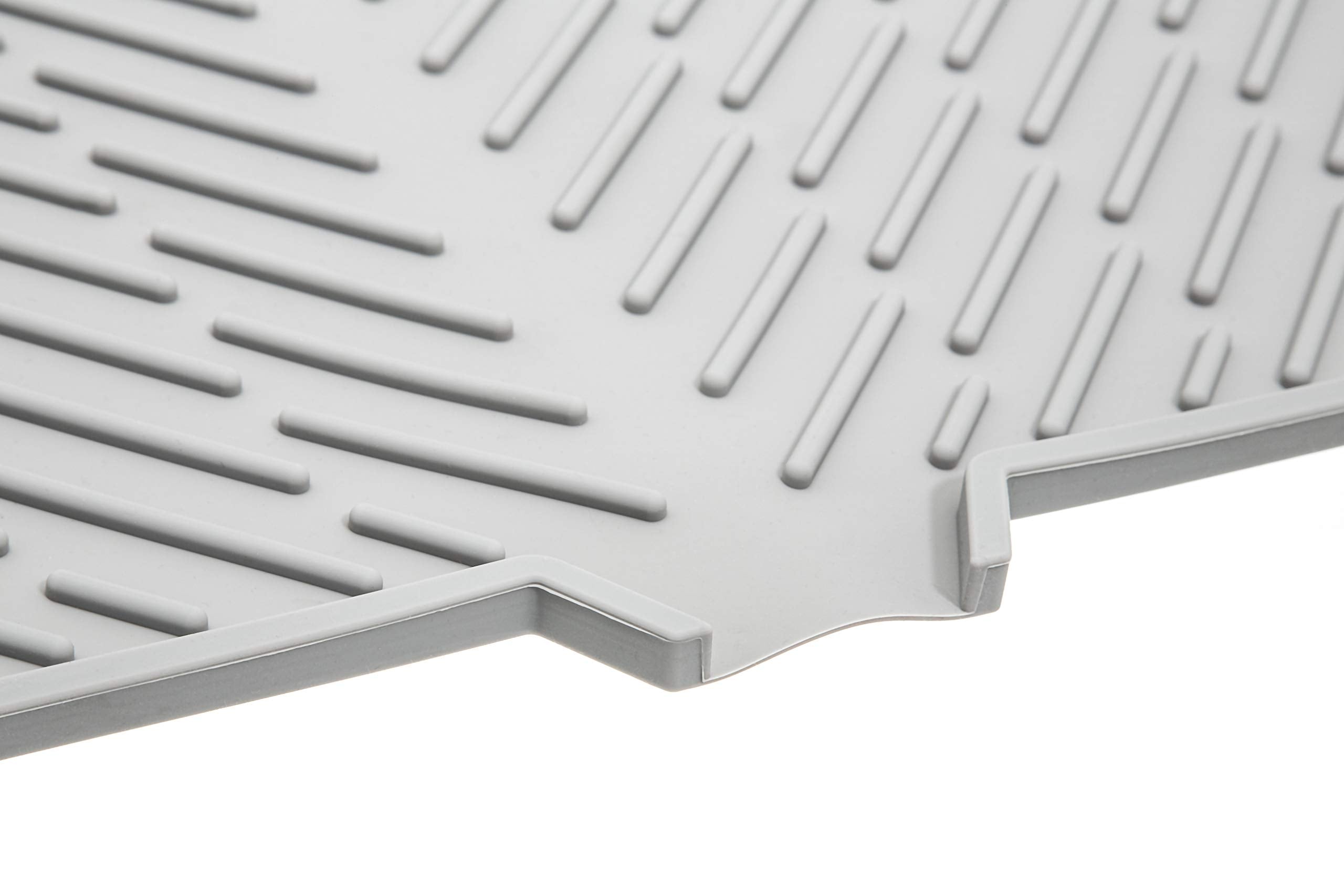 Luxet Silicone Dish Drying Mat With Built-In Drain Lip - Hygienic Drying Pad - Sturdy Compact Easy To Clean Tray Protects Surfac