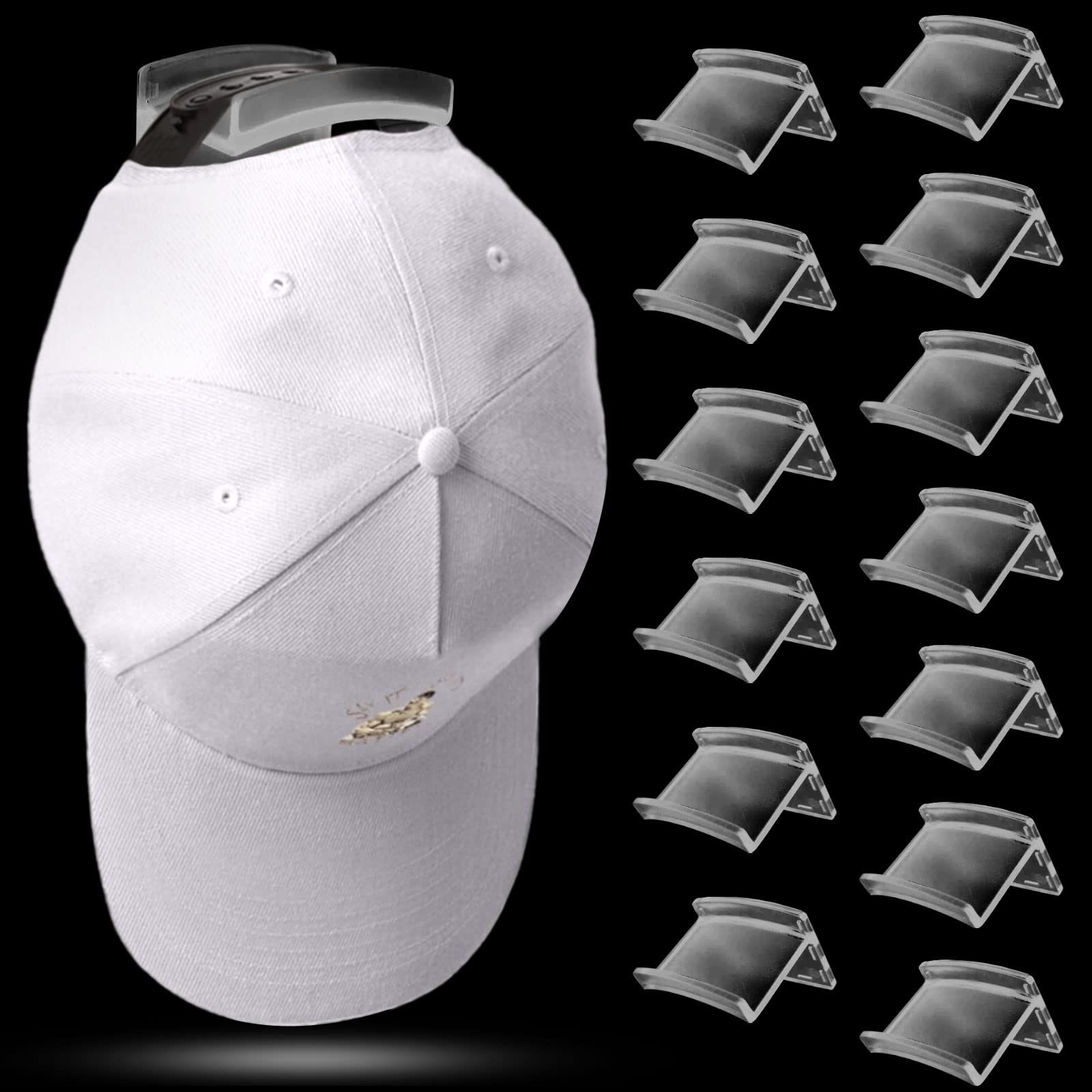 Hat Rack For Wall (14-Pack) - Hat Racks For Baseball Caps, Adhesive Hat Hooks For Wall, No Drilling Hat Organizer Cowboy Hat Hol