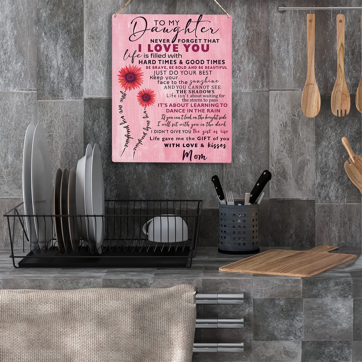 Inspirational Sunflower Daughter Gift from Mom Wall Art To My Daughter Wooden Hanging Sign Daughter Gifts Birthday Gifts for Dau