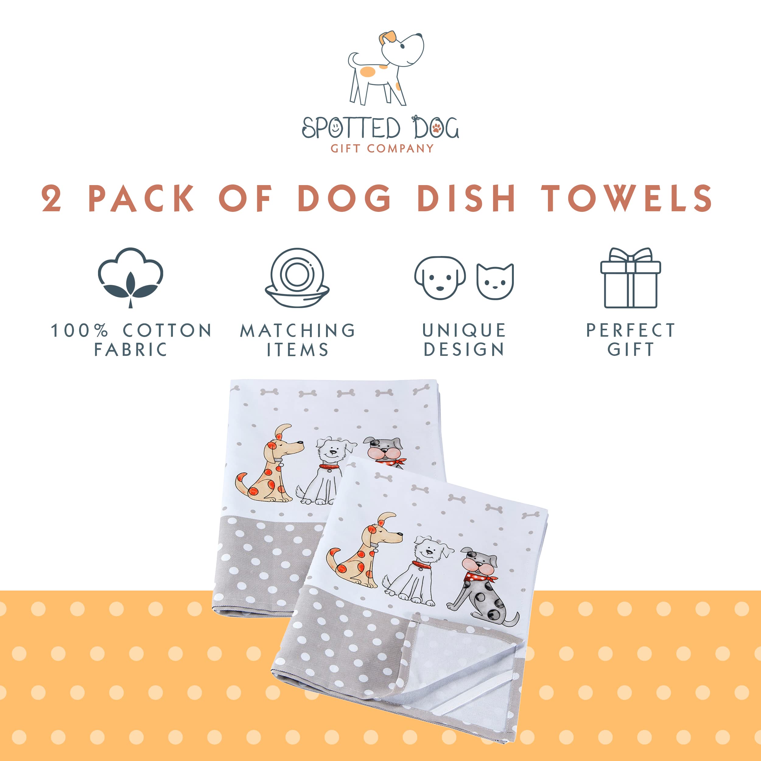 Spotted Dog Gift Company Kitchen Towels, Dish Towels For Drying Dishes, Tea Towels, Cute Dog Themed Decorative Kitchenware Acces