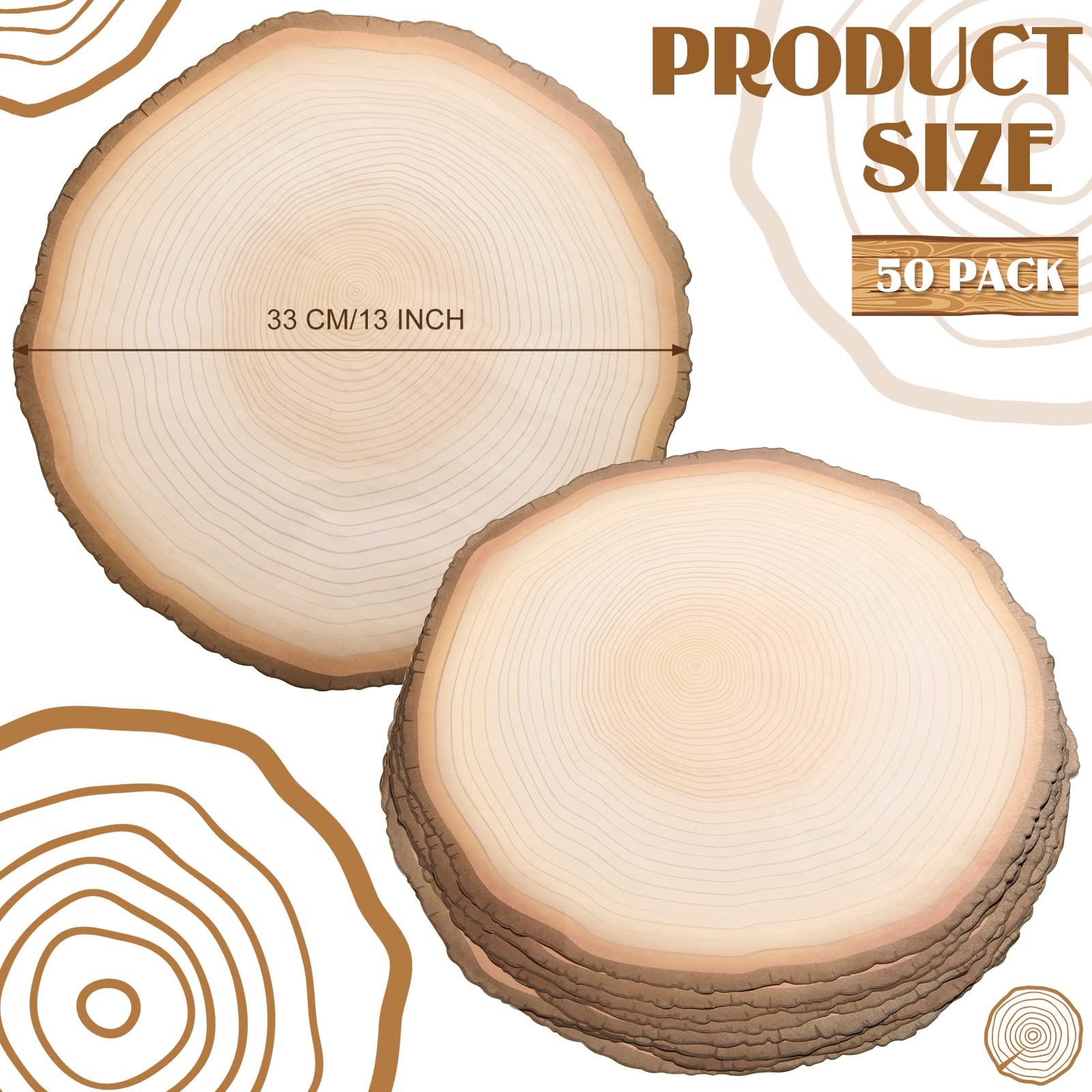 Disposable Placemat Table Placemats Wood Slices Disposable Placemats 13 Inch Paper Placemats For Bridal Baby Shower Birthday Par