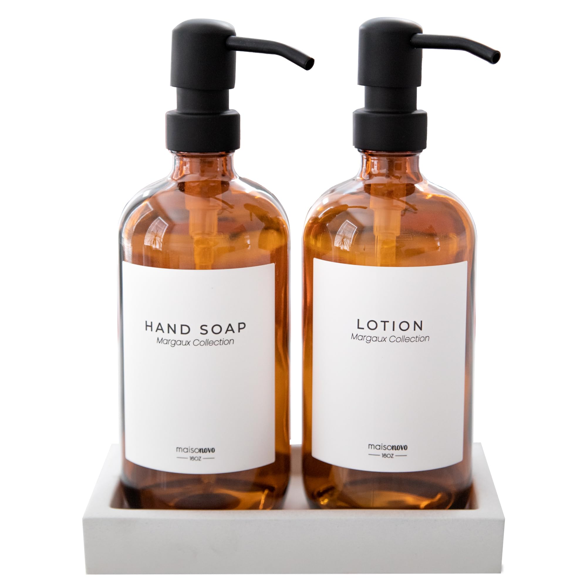 Maisonovo Glass Soap Dispenser With Pump | Bathroom And Kitchen Vintage Dispenser Set With Dish Soap, Hand Soap, Lotion Waterpro