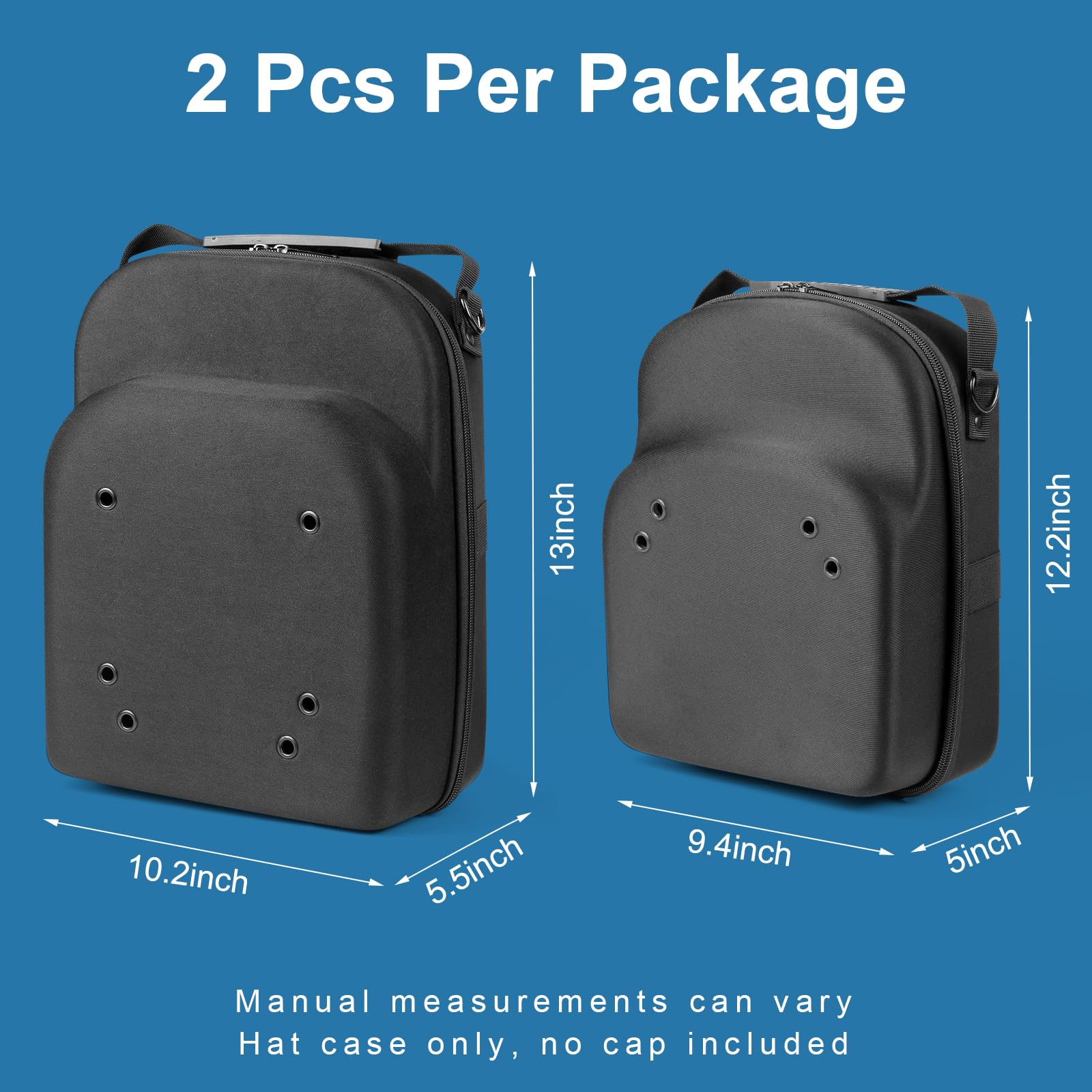 Epesoware 2Pcs Hat Travel Case For Baseball Caps - Premium Hat Carrier Case With Carrying Handle, Shoulder Strap And Luggage Str