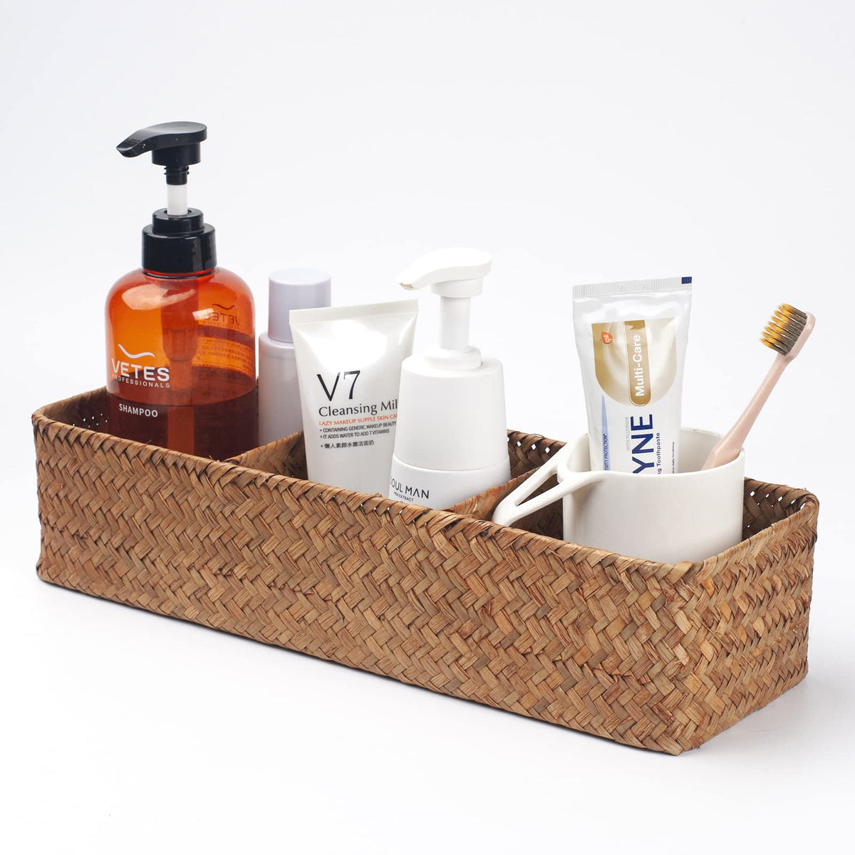 Seagrass Storage Basket Woven Shelf Baskets For Bathroom Vanity Dresse ...