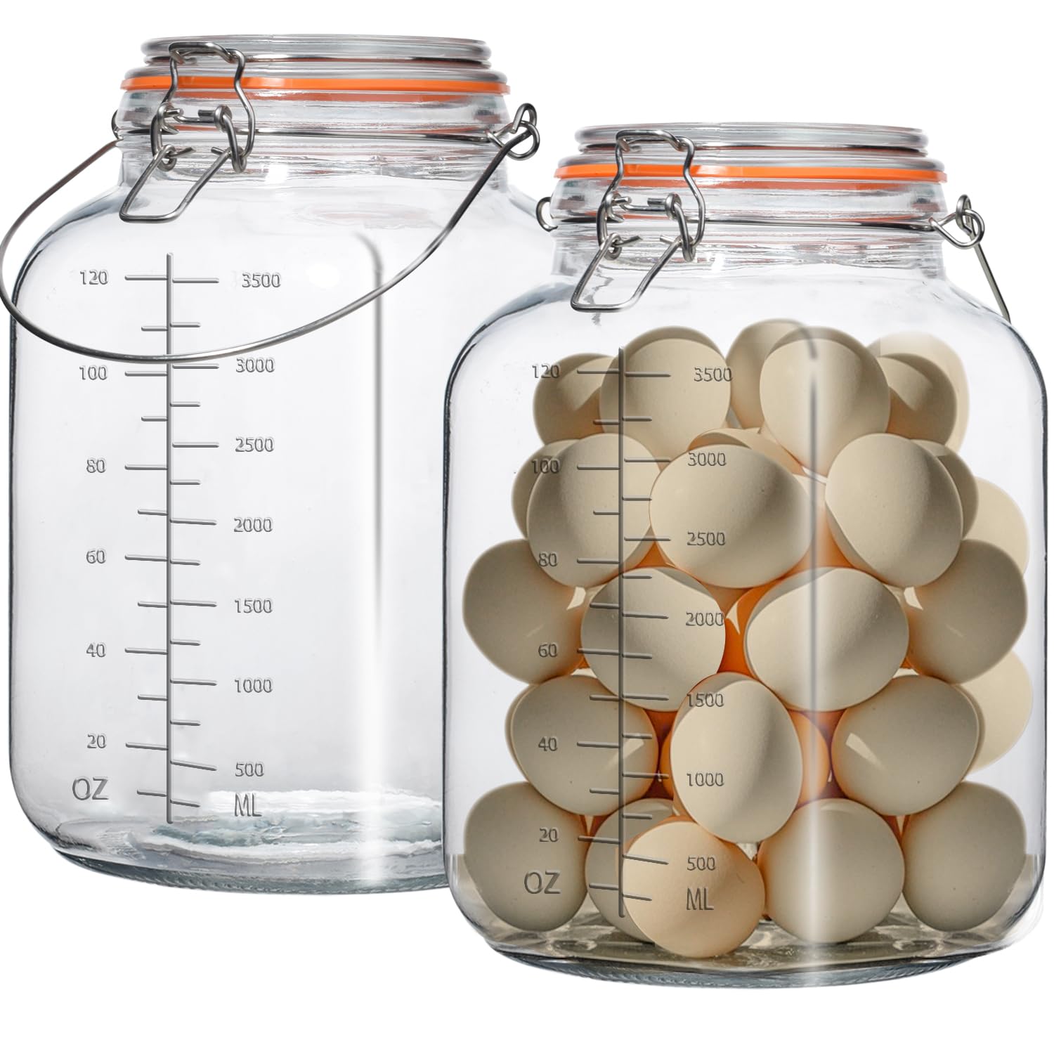 Galssmagic 2 Pack 1 Gallon Glass Jar with Airtight Lids,Super Wide Mouth Large Mason Jars 128 oz,Glass Gallon Jugs Storage Conta
