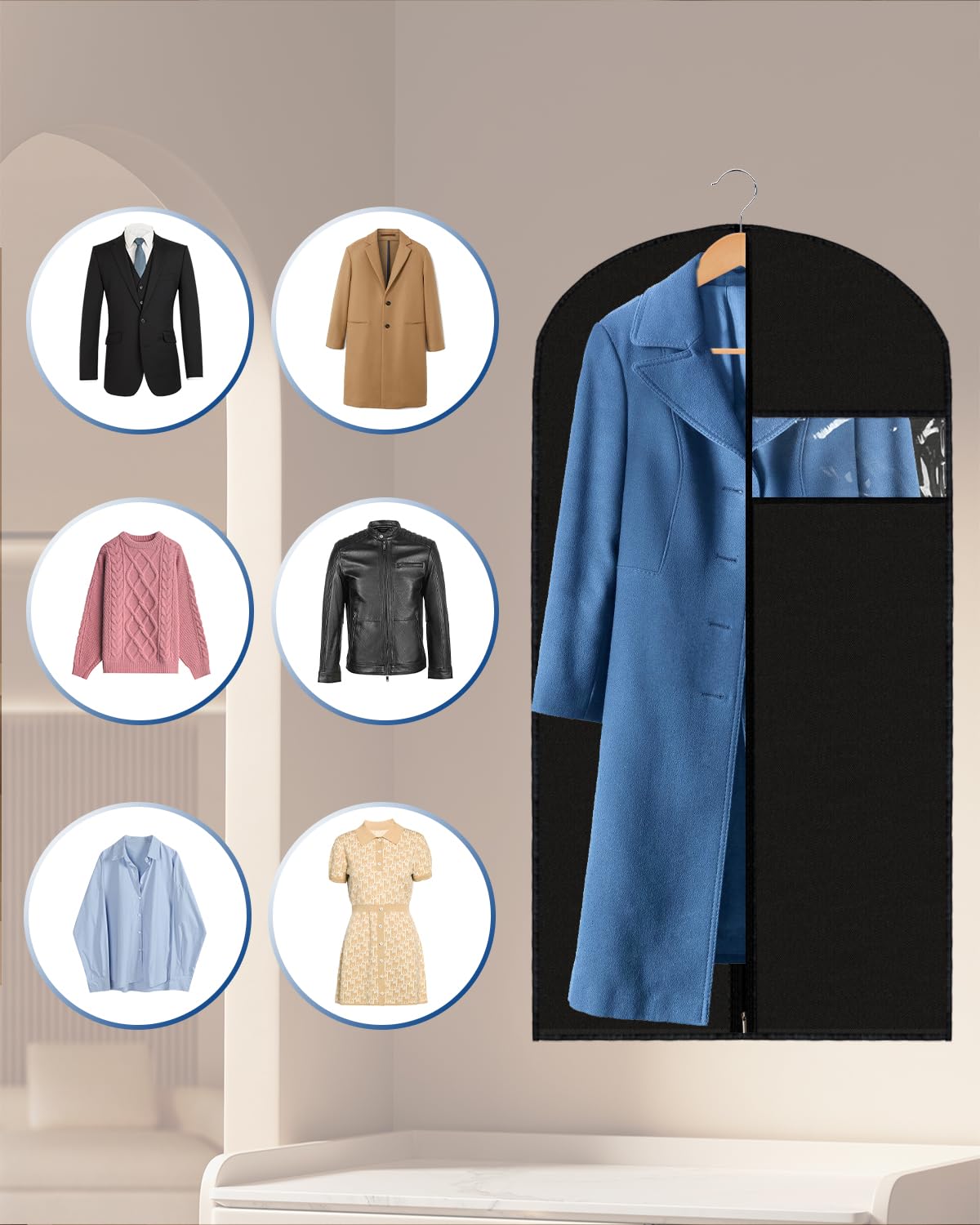Garment Bags Garment Covers 24 X 43 Inch, 2 Packs Peva Suit Bags For Hanging Clothes, Suit Covers On Closet Or Travel For Suits,
