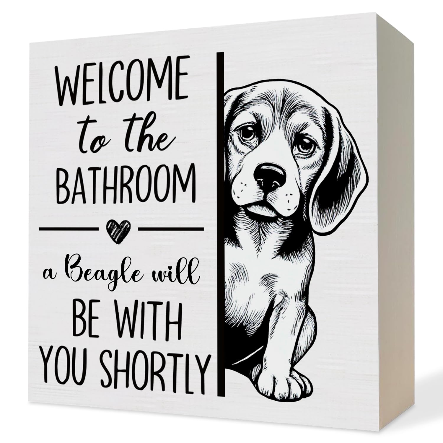 ATBWGT Beagle Bathroom Wooden Box Sign, Dog Bathroom Decor, Beagle Gifts for Women Men Wood Block Plaque Signs for Bath Room Toi