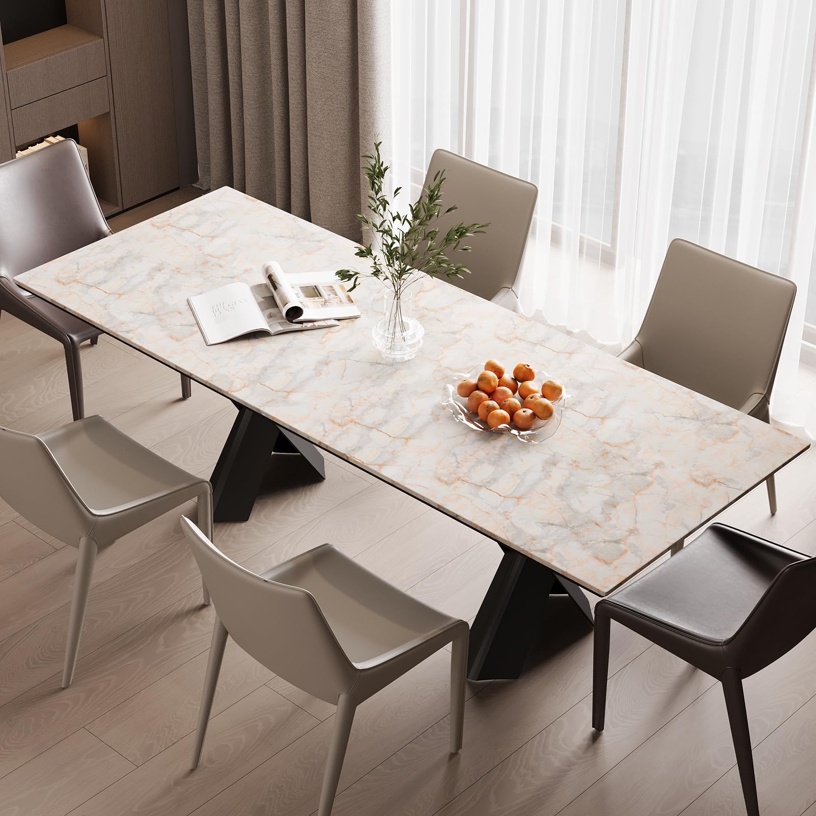 Boobest 31.5''X157'' Blue Gold Marble Contact Paper For Cabinets Removable Wall Paper Sticker Peel And Stick Wallpaper Granite C