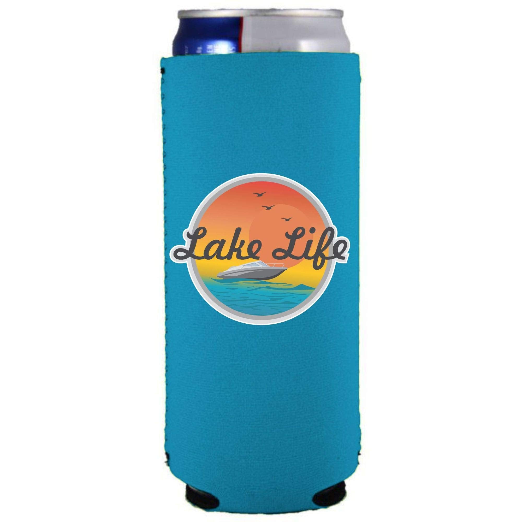 Lake Life Slim Can Coolie (Light Blue, 2 Pack)