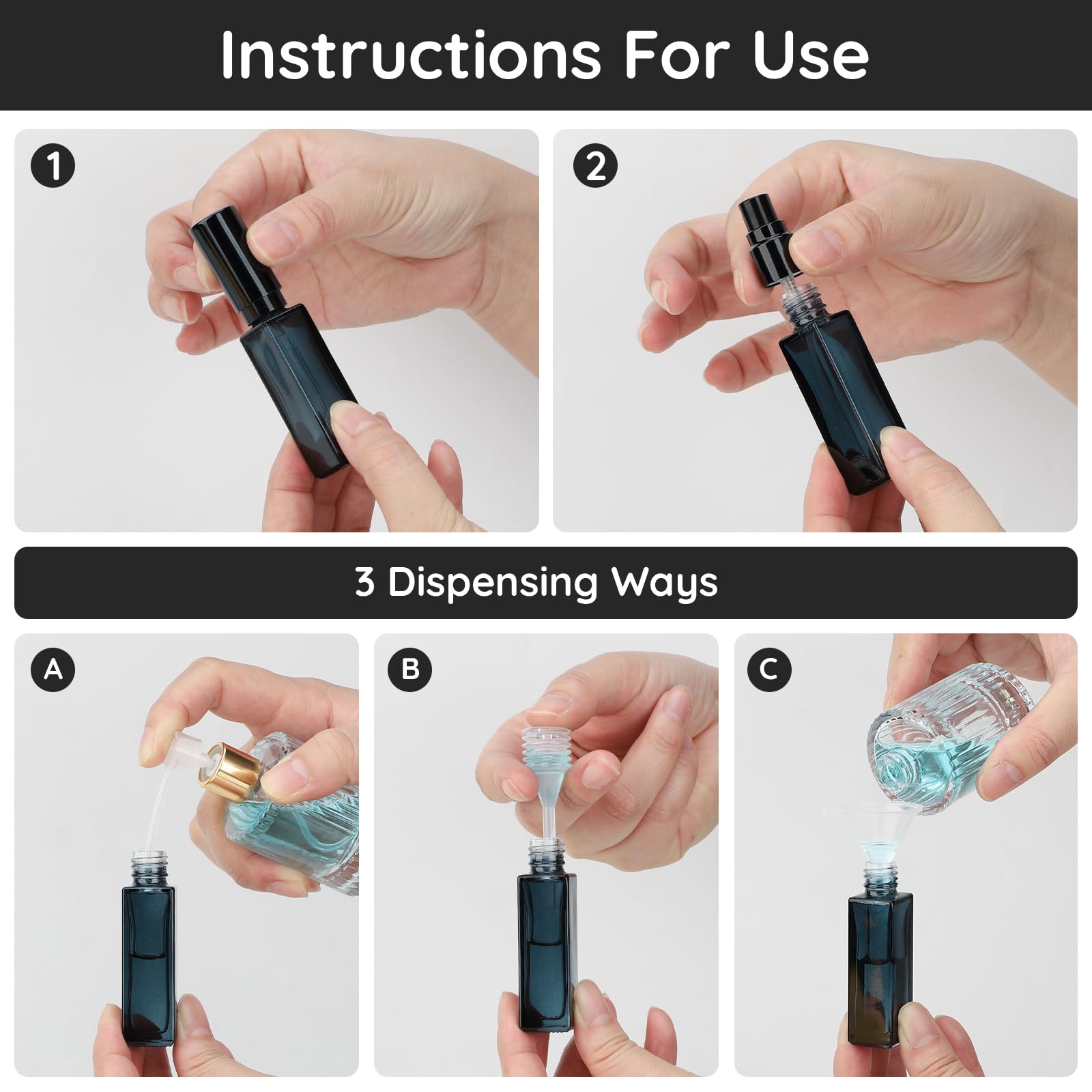 Segbeauty Refillable Perfume Bottles, Set Of 10 Glass Mini Perfume Atomizer With Lid, 10Ml Travel Small Toiletries Sample Bottle