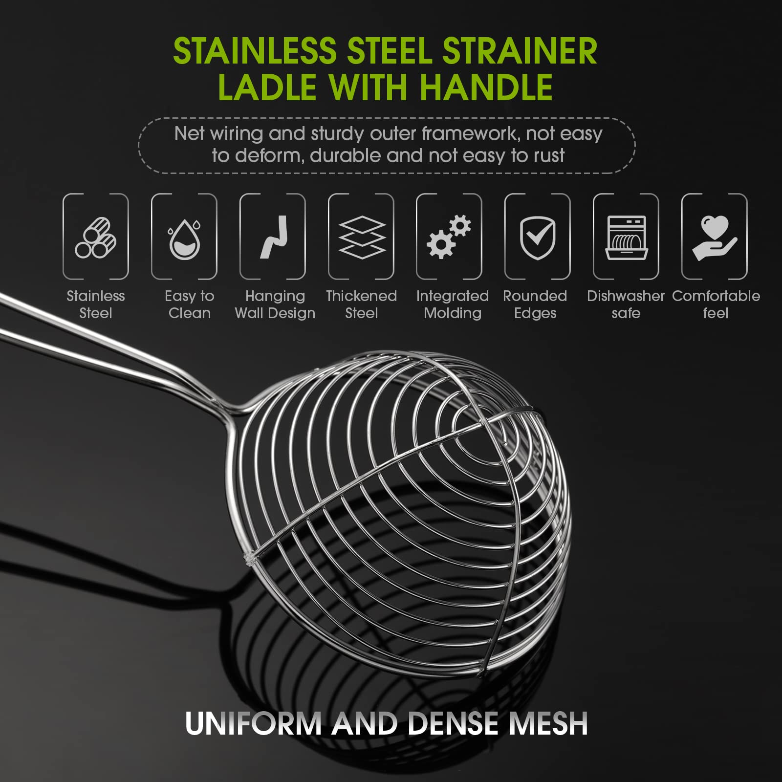 Hot Pot Strainer Scoops, Stainless Steel Hot Pot Strainer Spoons 2.5 Inch Mini Mesh Skimmer Spoon Asian Strainer Ladle With Hand
