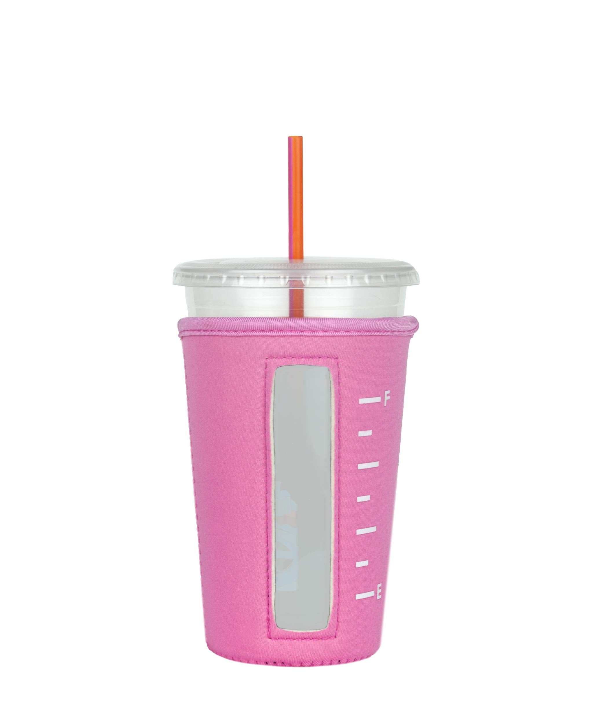 Insulated Neoprene Cup Sleeve/Holder For Iced Beverages, Coffee, And Tea (Light-Pink, Medium)
