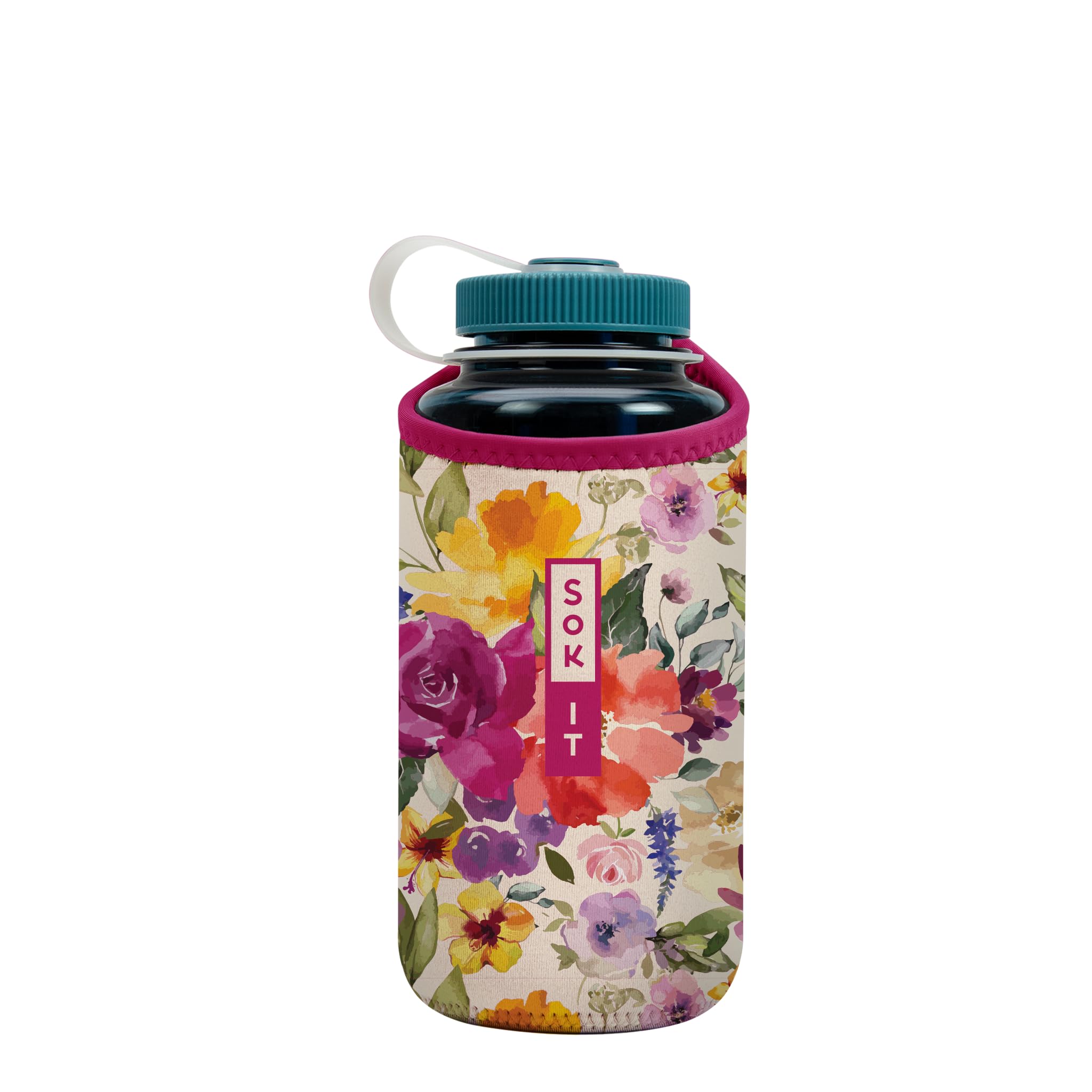 Sok It BotlSok Water Bottle Sleeve Insulated Neoprene Cover (Blooming Bright, Fits 32oz Nalgene)