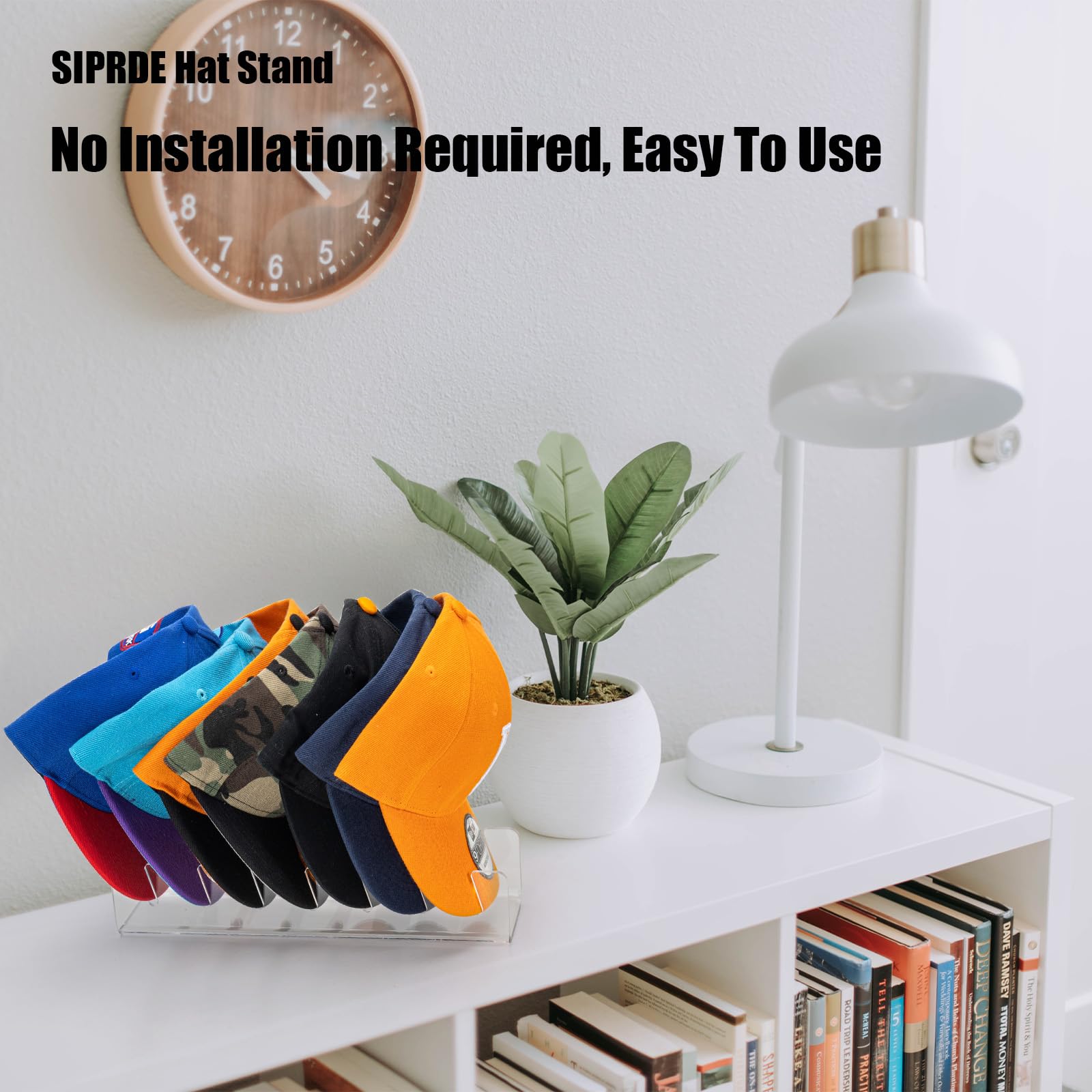 Siprde Hat Stand For Baseball Caps Display And Organizer - 2 Pack, No Install Acrylic Hat Holder For 14 Baseball Caps For Bedroo