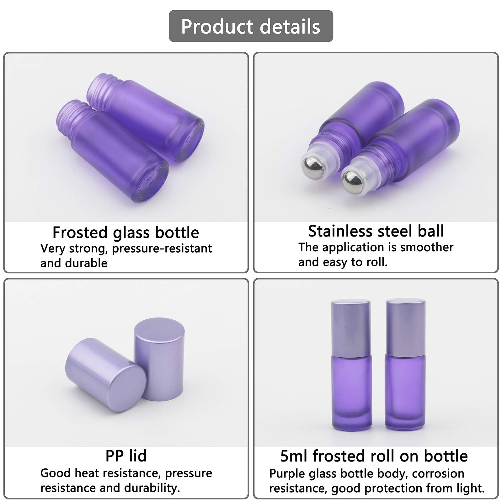 Ellbest 17Pcs 5Ml Glass Roller Bottle For Essential Oil Reusable Rolling Bottles With Stainless Steel Roller Balls & Funnels (Ma