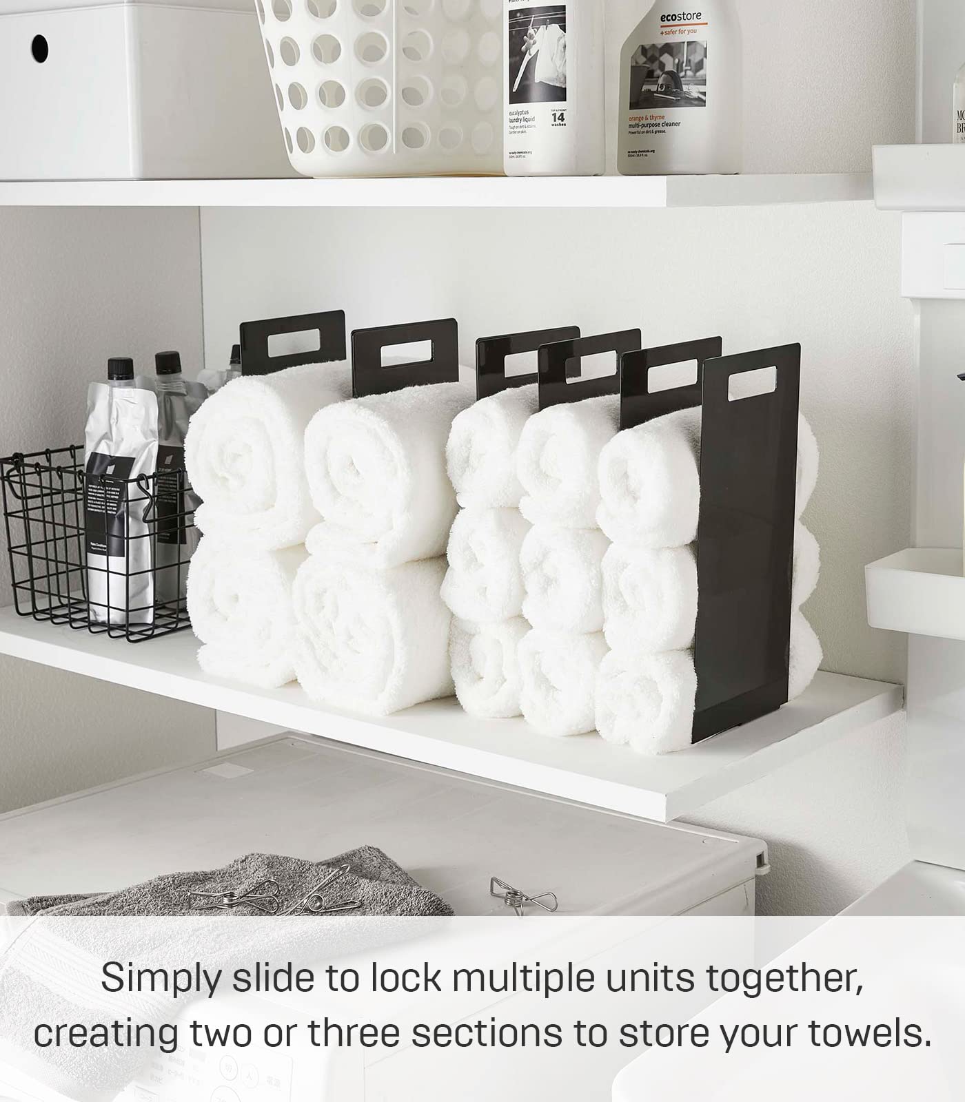 Yamazaki Home Tower Black Interlocking Towel Organizer (Set Of 2)