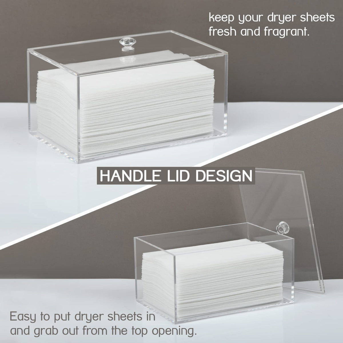 Dryer Sheet Holder, Dispenser, Acrylic Container Storage Box For Laund ...