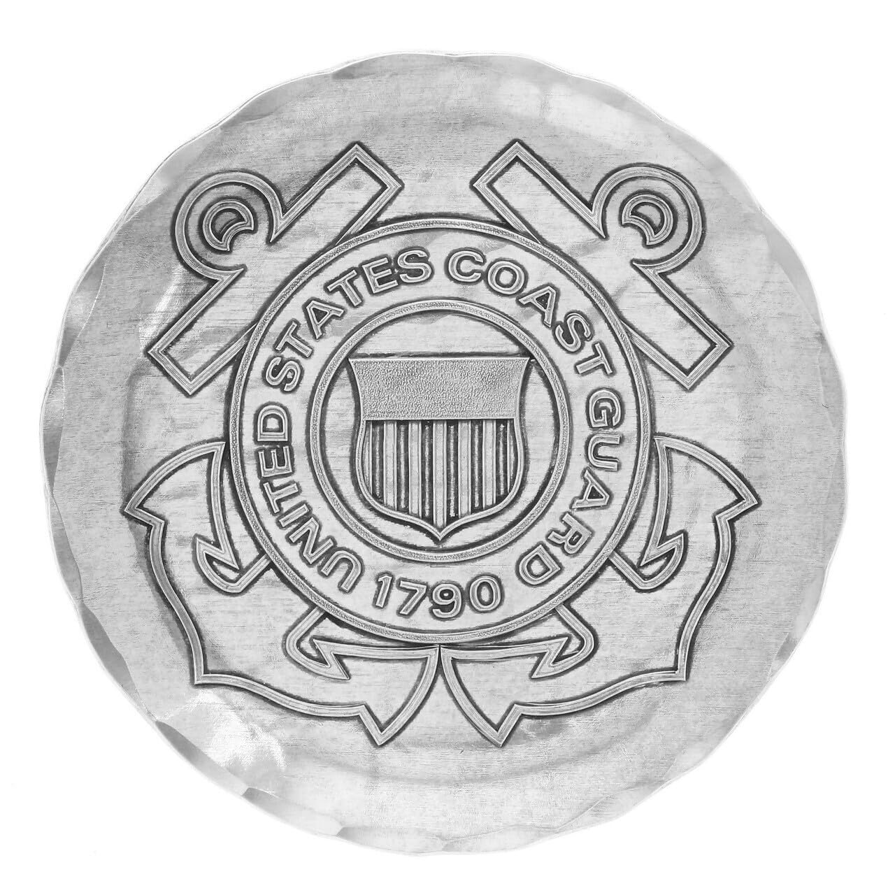 Military Coaster, Handmade In The Usa, Metal Drink Coaster To Protect Tabletops, (Us Coast Guard, Aluminum)